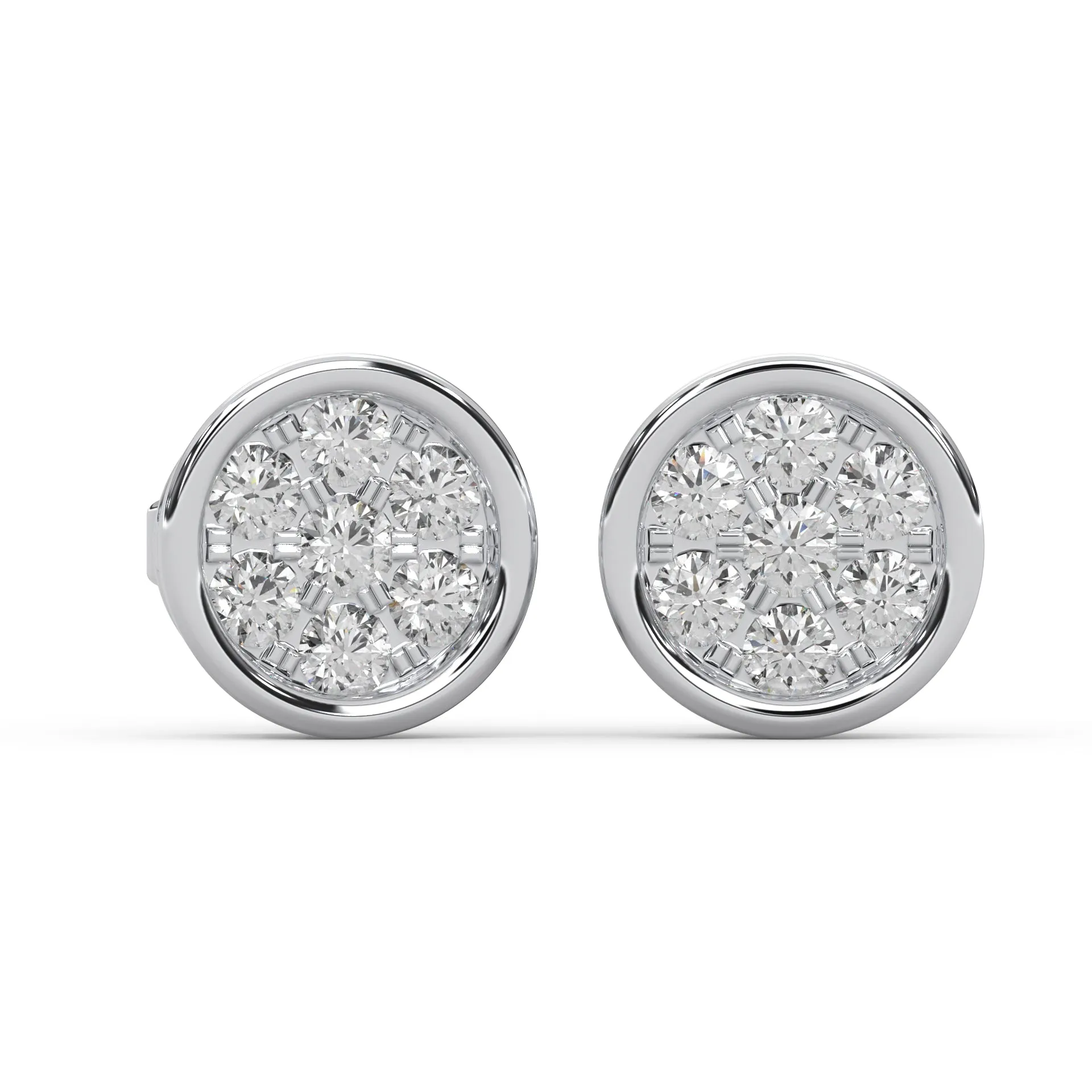 0.13 Cttw Natural Diamond Moonlit Diamond Stud Earrings for Women | 925 Sterling Silver