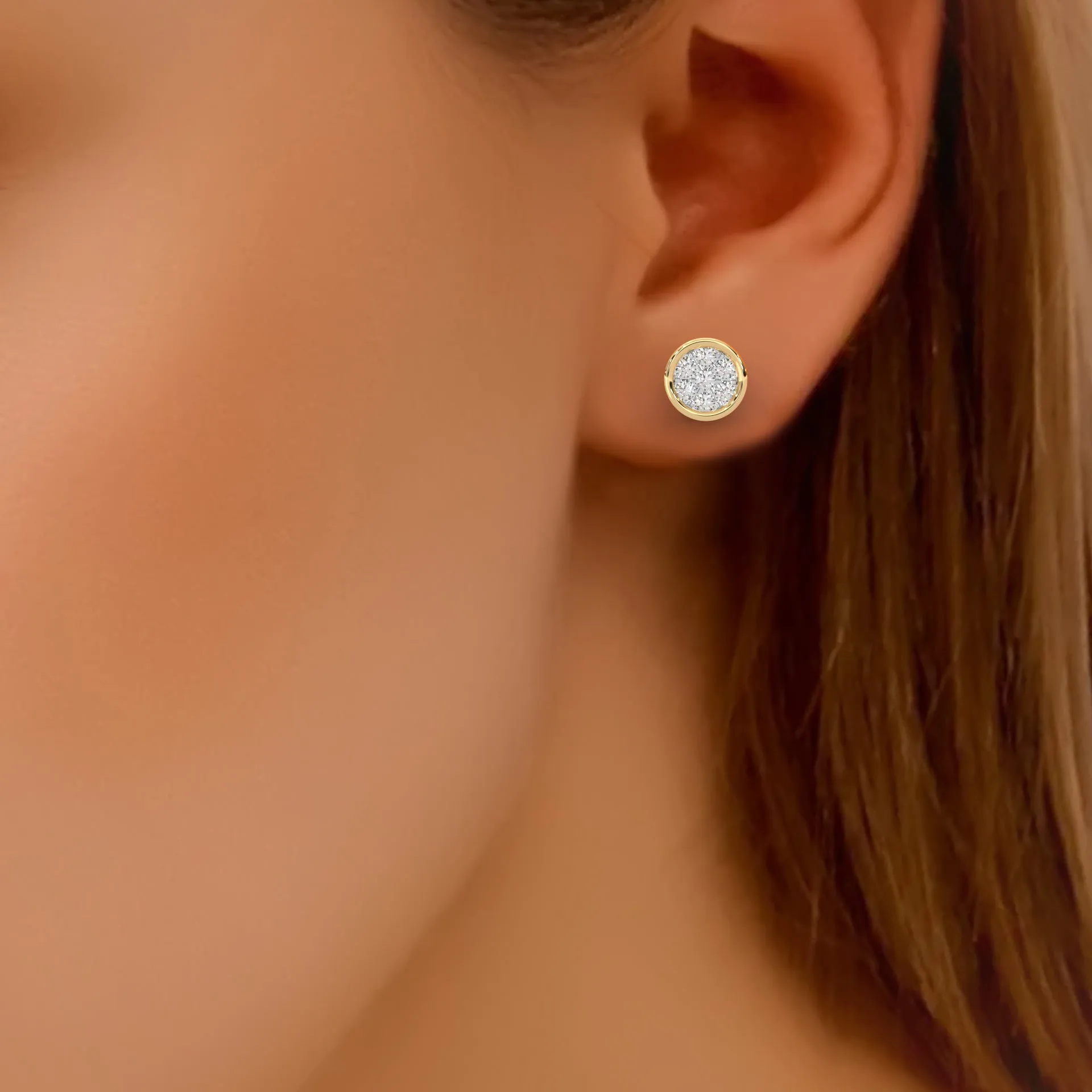 0.13 Cttw Natural Diamond Moonlit Diamond Stud Earrings for Women | 925 Sterling Silver
