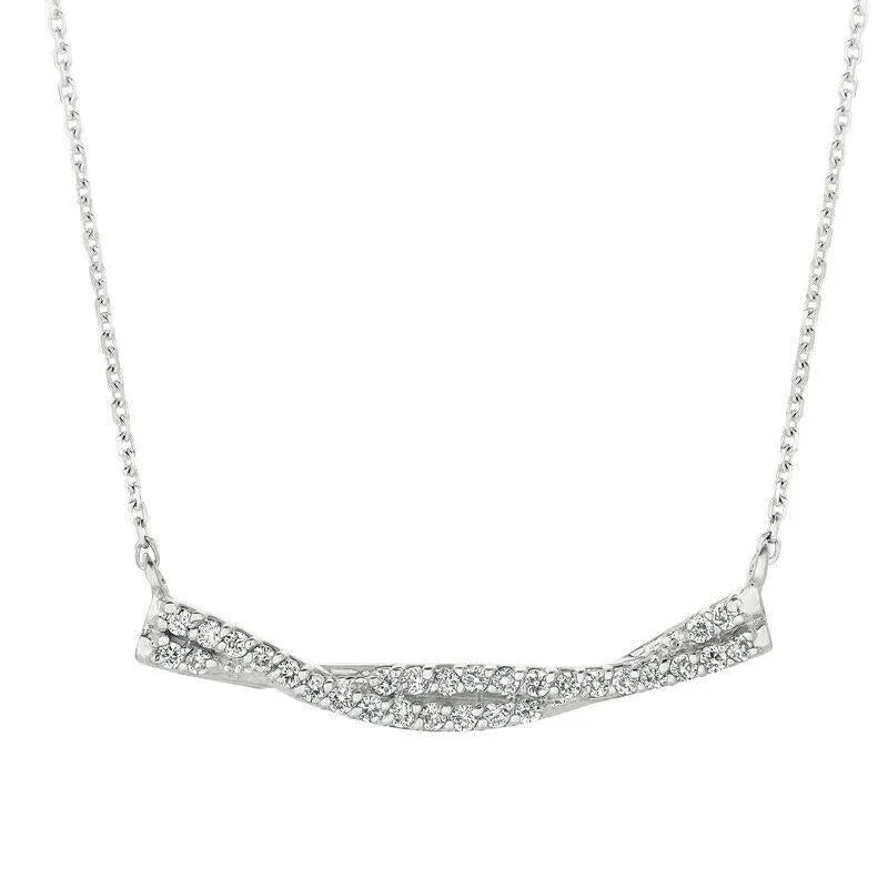 0.25 Carat Natural Diamond Necklace 14K White Gold G SI