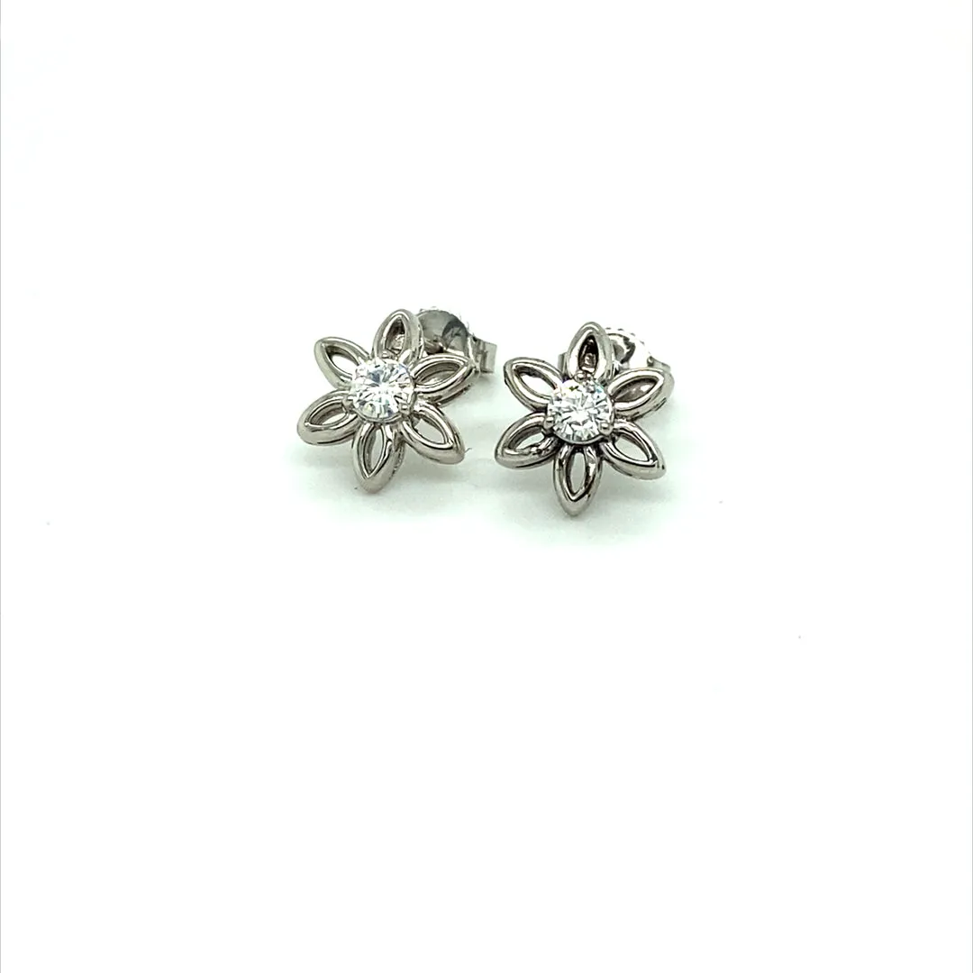 0.26 CTW DEW Moissanite Flower Stud Earrings in Sterling Silver