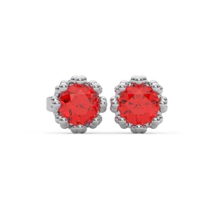 0.28 Cttw Red Garnet Stud Earrings for Women | 925 Sterling Silver