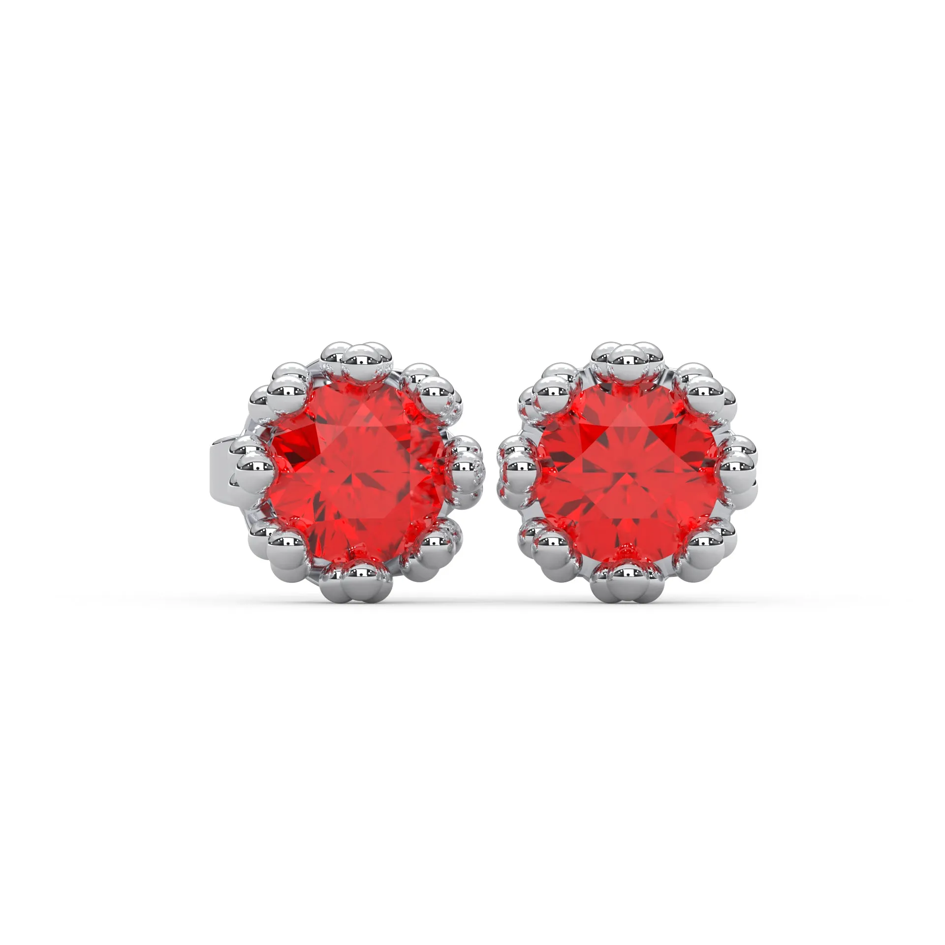 0.28 Cttw Red Garnet Stud Earrings for Women | 925 Sterling Silver