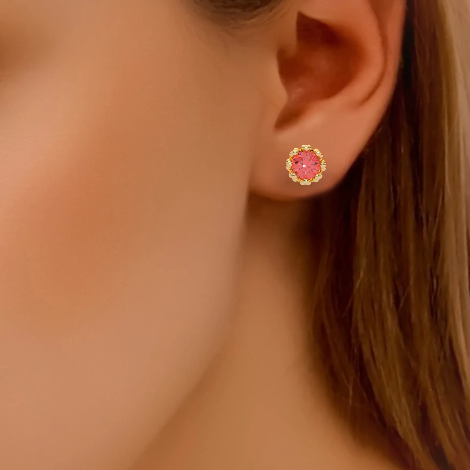 0.28 Cttw Red Garnet Stud Earrings for Women | 925 Sterling Silver