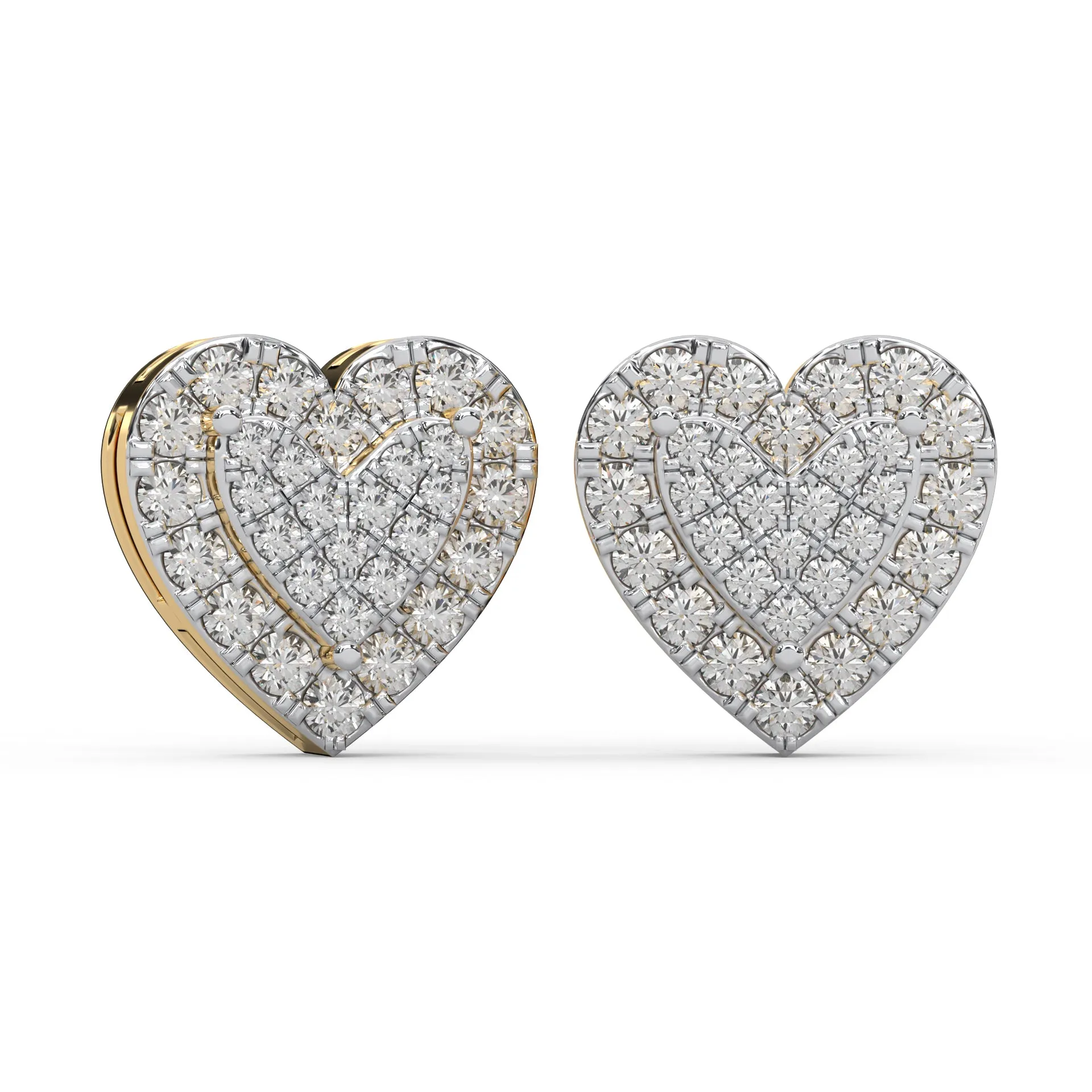 0.34 Cttw Natural Diamond Heart Shape Cluster Stud Earrings for Women | 925 Sterling Silver