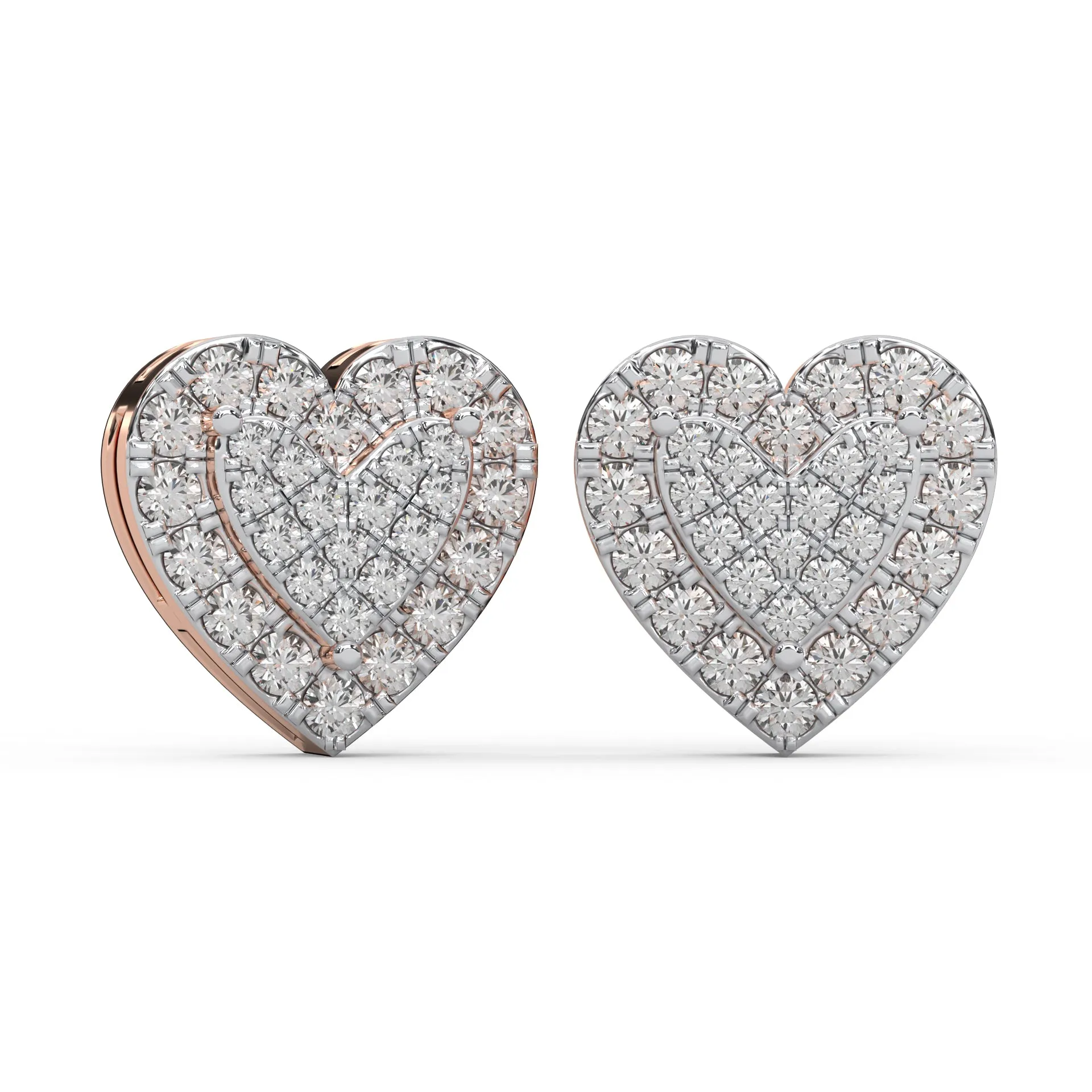 0.34 Cttw Natural Diamond Heart Shape Cluster Stud Earrings for Women | 925 Sterling Silver