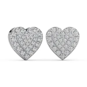 0.34 Cttw Natural Diamond Heart Shape Cluster Stud Earrings for Women | 925 Sterling Silver