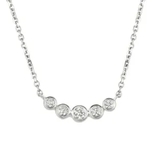 0.35 Carat Natural Diamond Bezel Necklace Pendant 14K White Gold G SI 18 inch
