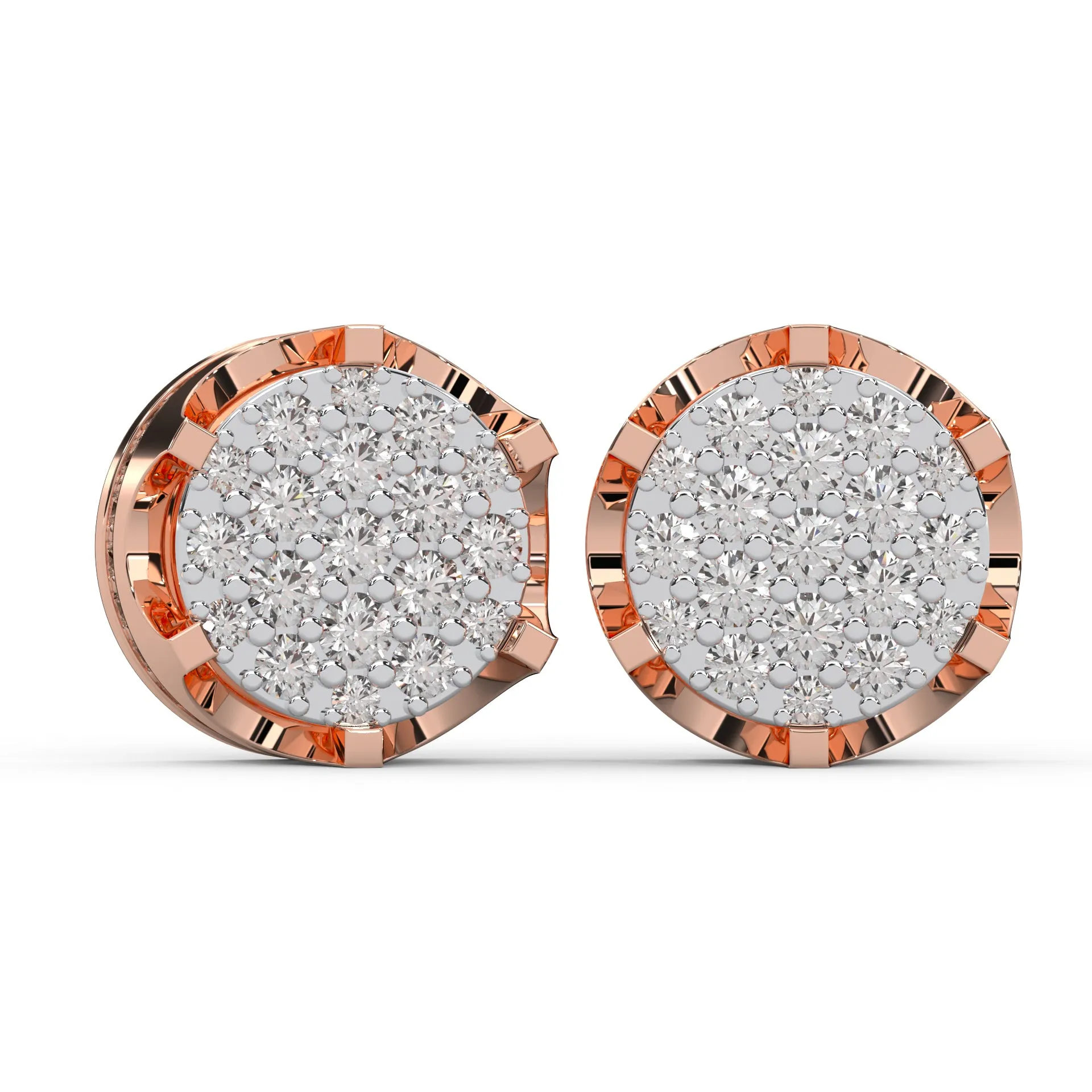 0.44 Cttw Natural Diamond Prong-Set Cluster Stud Earrings For Women | 925 Sterling Silver
