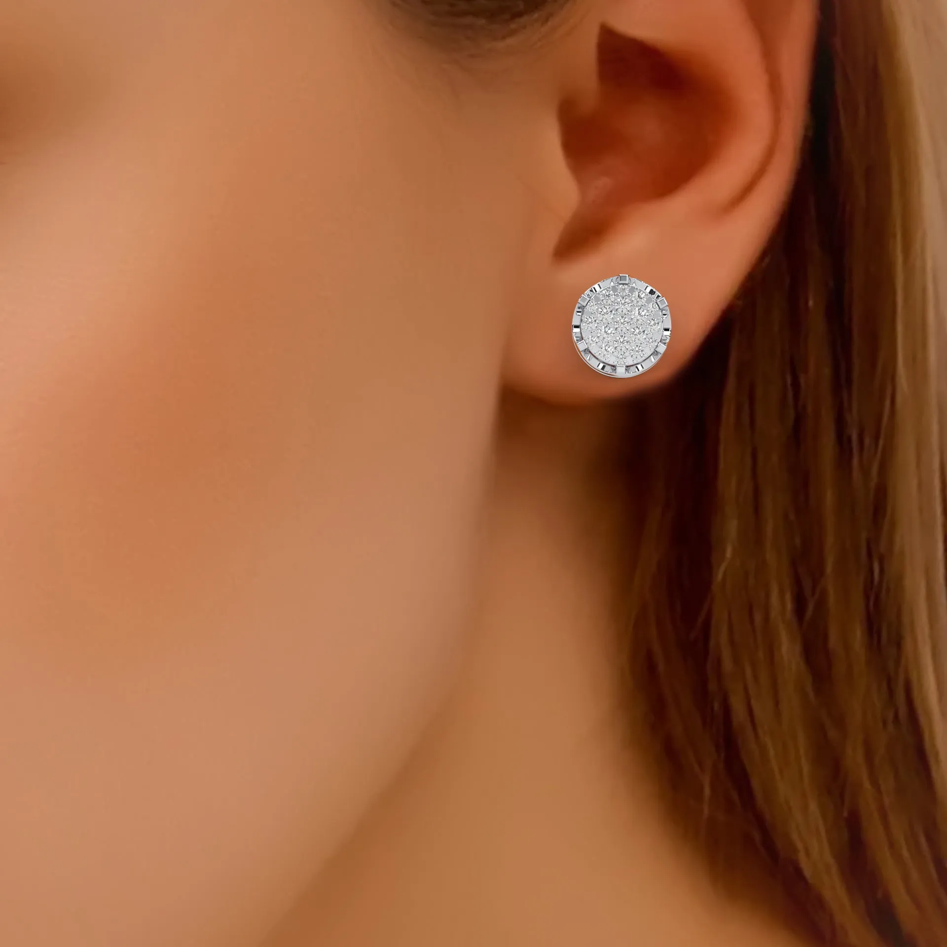 0.44 Cttw Natural Diamond Prong-Set Cluster Stud Earrings For Women | 925 Sterling Silver