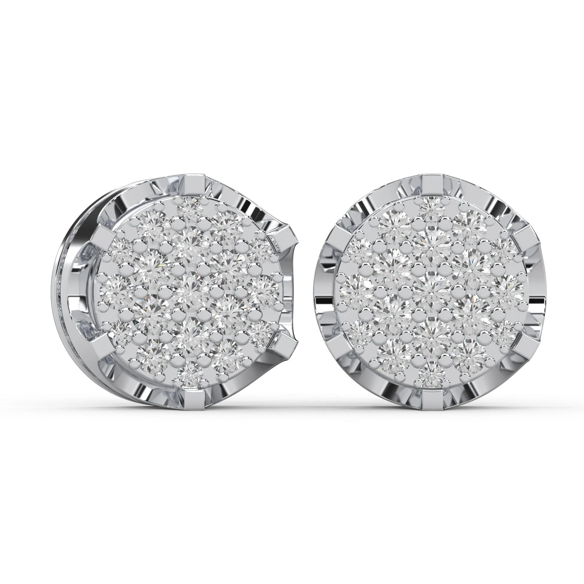 0.44 Cttw Natural Diamond Prong-Set Cluster Stud Earrings For Women | 925 Sterling Silver