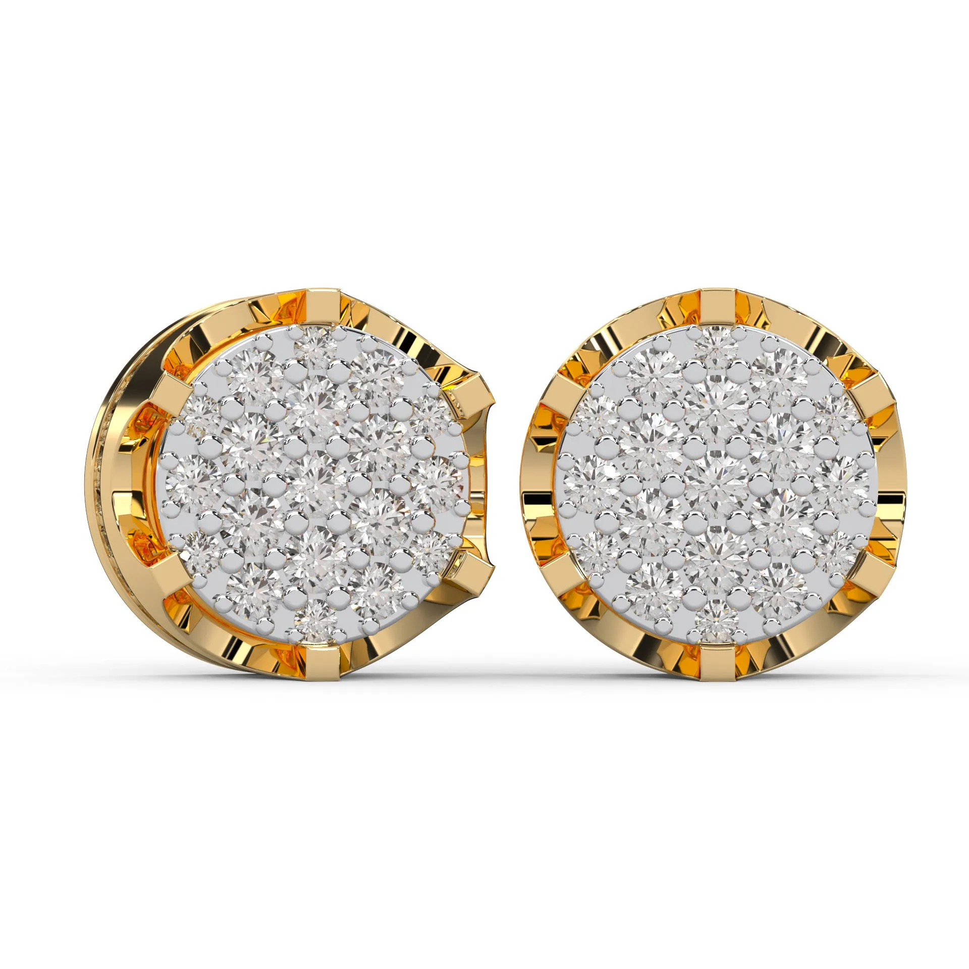 0.44 Cttw Natural Diamond Prong-Set Cluster Stud Earrings For Women | 925 Sterling Silver