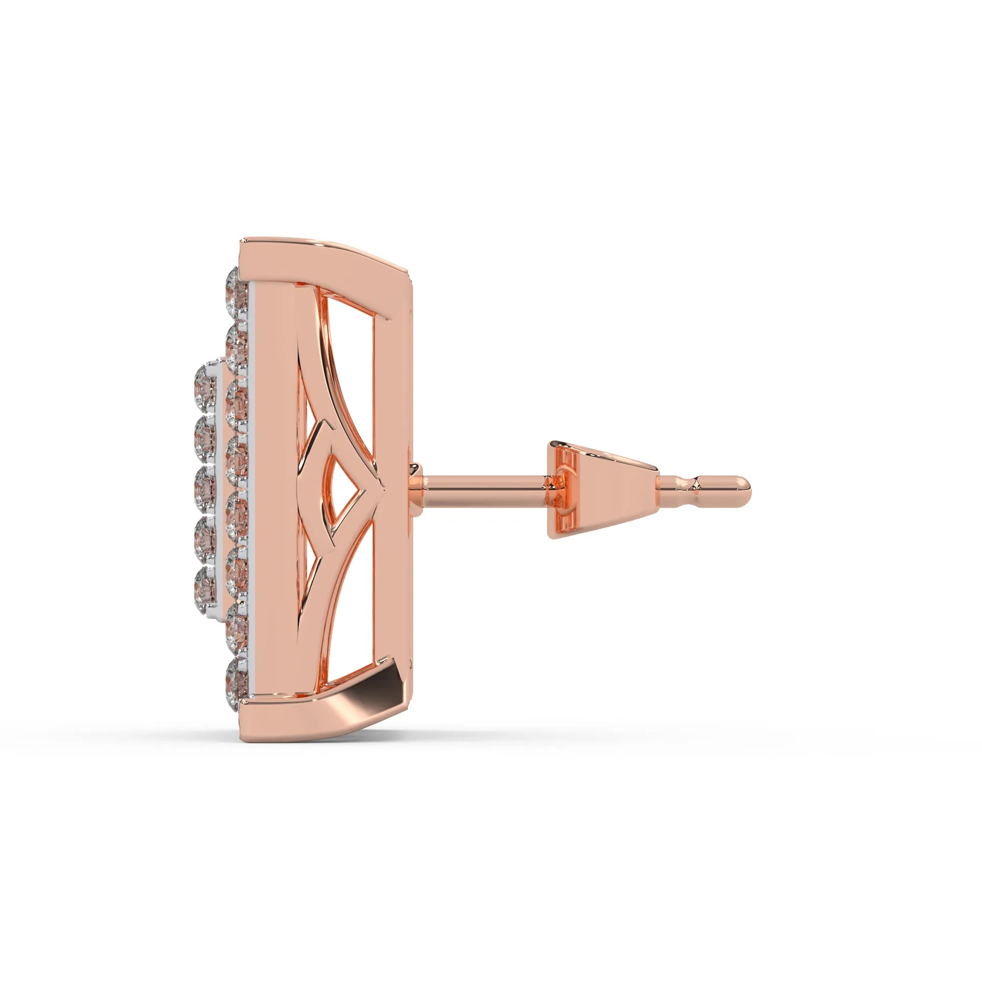 0.47 Cttw Natural Diamond Pave Set Square Stud Earrings | 925 Sterling Silver