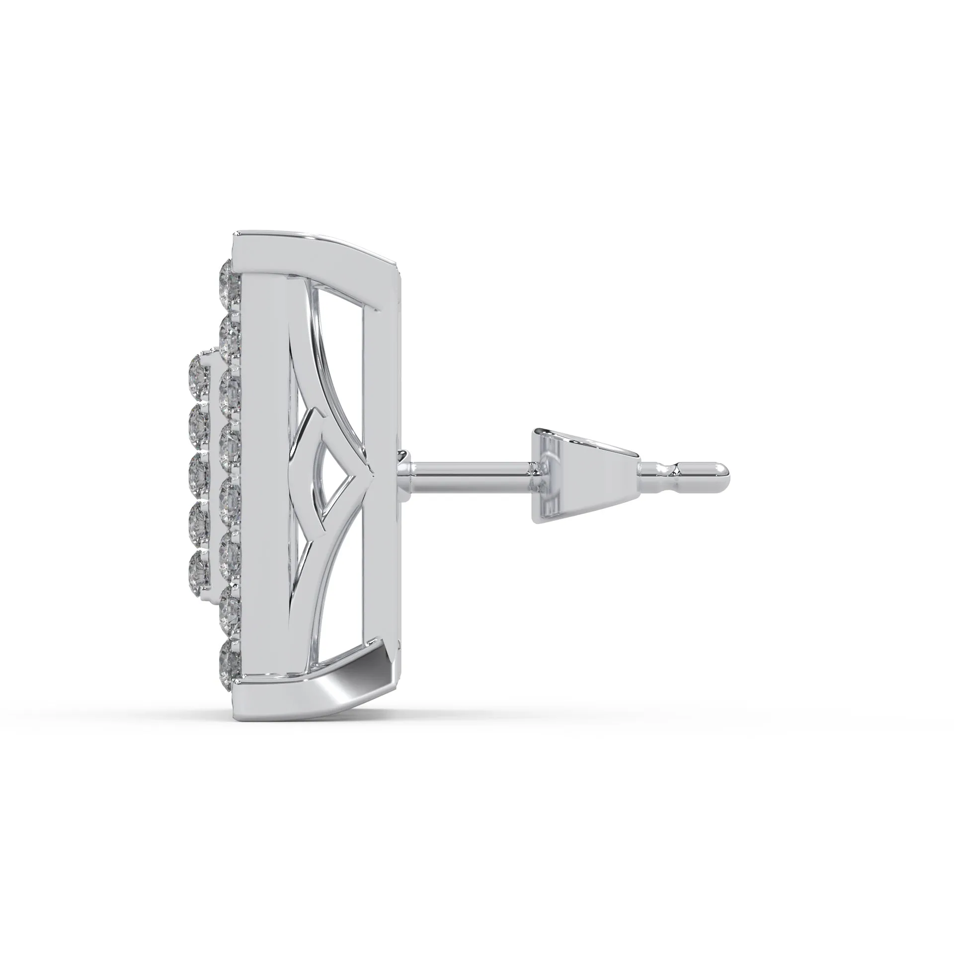 0.47 Cttw Natural Diamond Pave Set Square Stud Earrings | 925 Sterling Silver