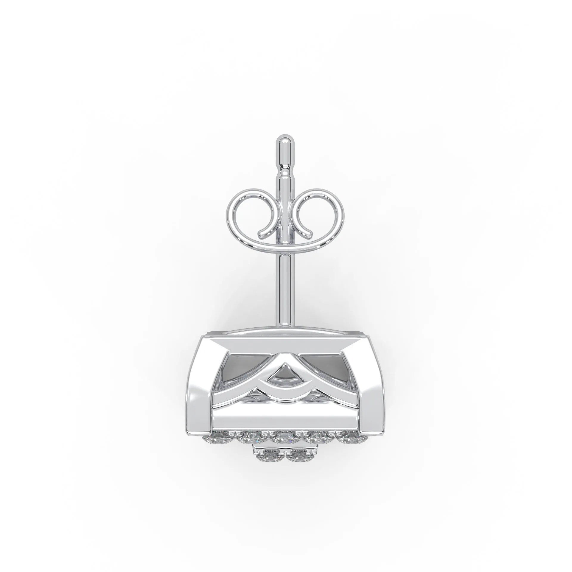 0.47 Cttw Natural Diamond Pave Set Square Stud Earrings | 925 Sterling Silver
