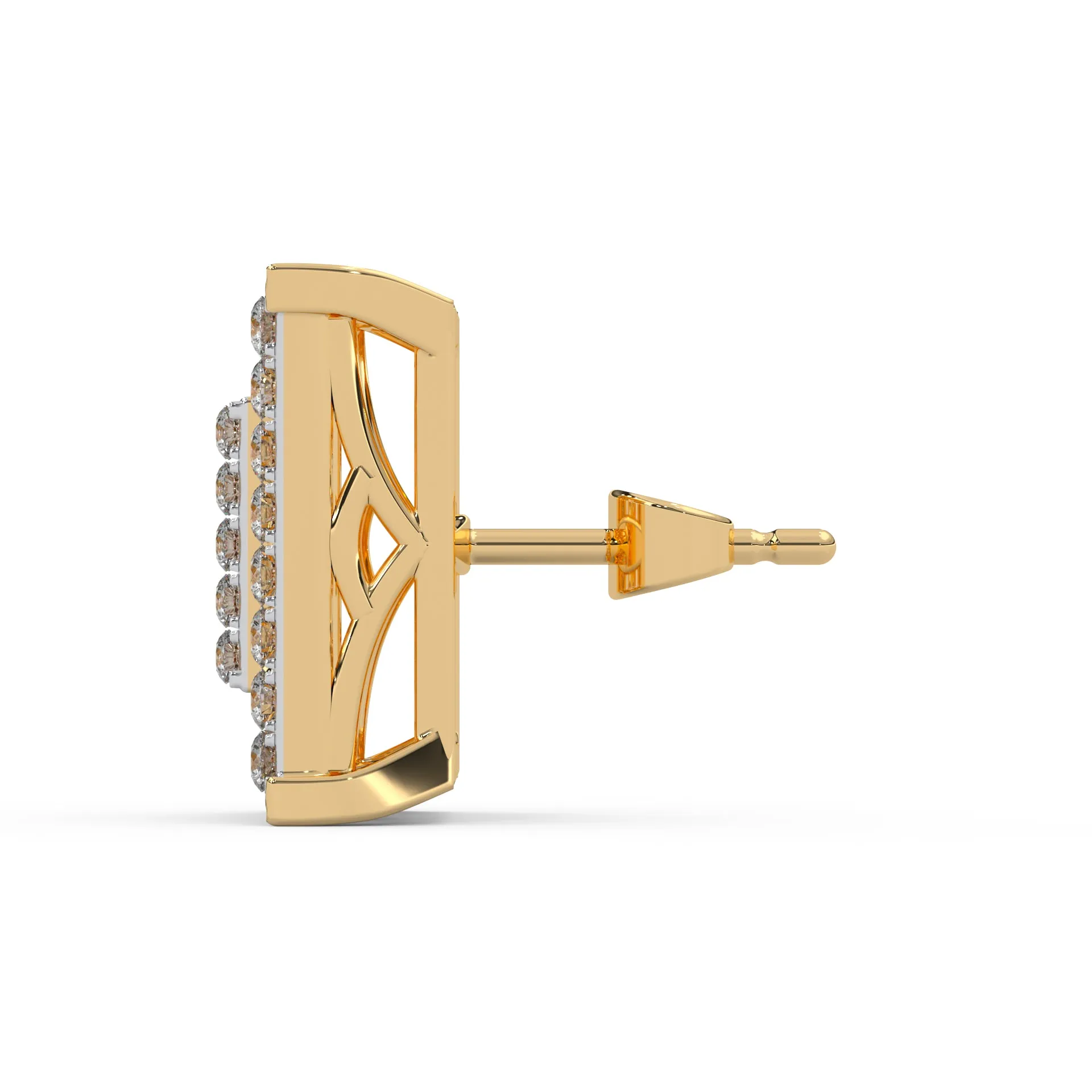0.47 Cttw Natural Diamond Pave Set Square Stud Earrings | 925 Sterling Silver