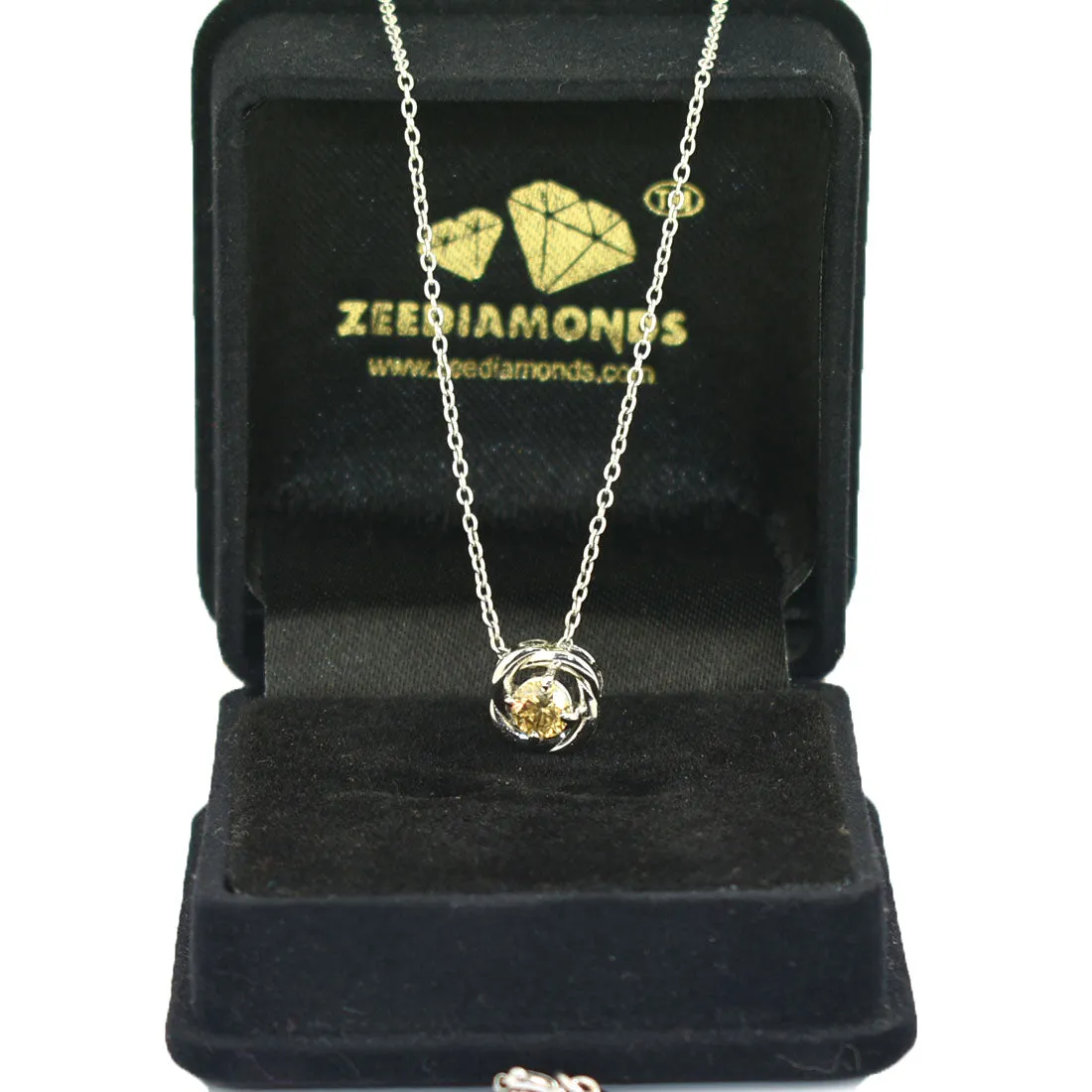 0.60 Cts Elegant Champagne Diamond Pendant In latest Style For Gifting.