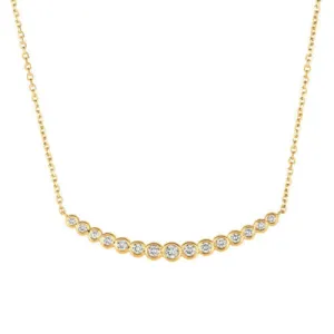 0.65 Carat Natural Diamond Bezel Necklace Pendant 14K Yellow Gold G SI 18 inch