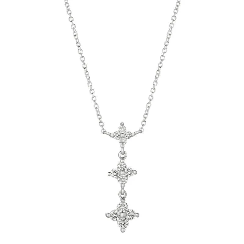 0.85 Carat Natural Diamond Necklace 14K White Gold G SI 18'' chain
