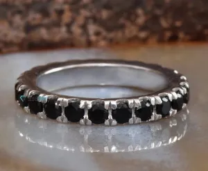 1 ct black diamond ring-Micro pave ring-Black diamond band-Stacking rings-Matching bands-Black Diamond Ring-Solid gold ring-Matching rings