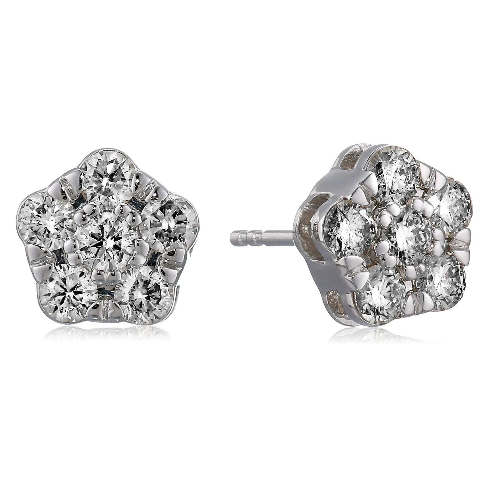 1 cttw Diamond Composite Stud Earrings in 14K White Gold