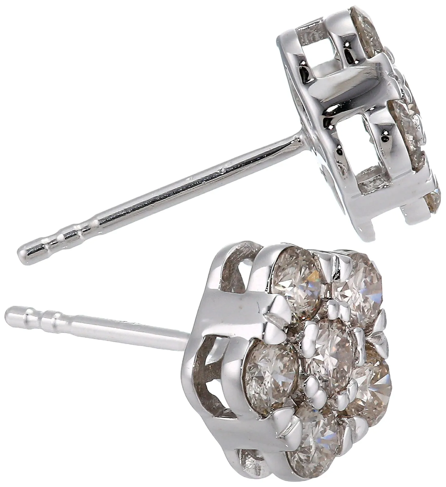 1 cttw Diamond Composite Stud Earrings in 14K White Gold