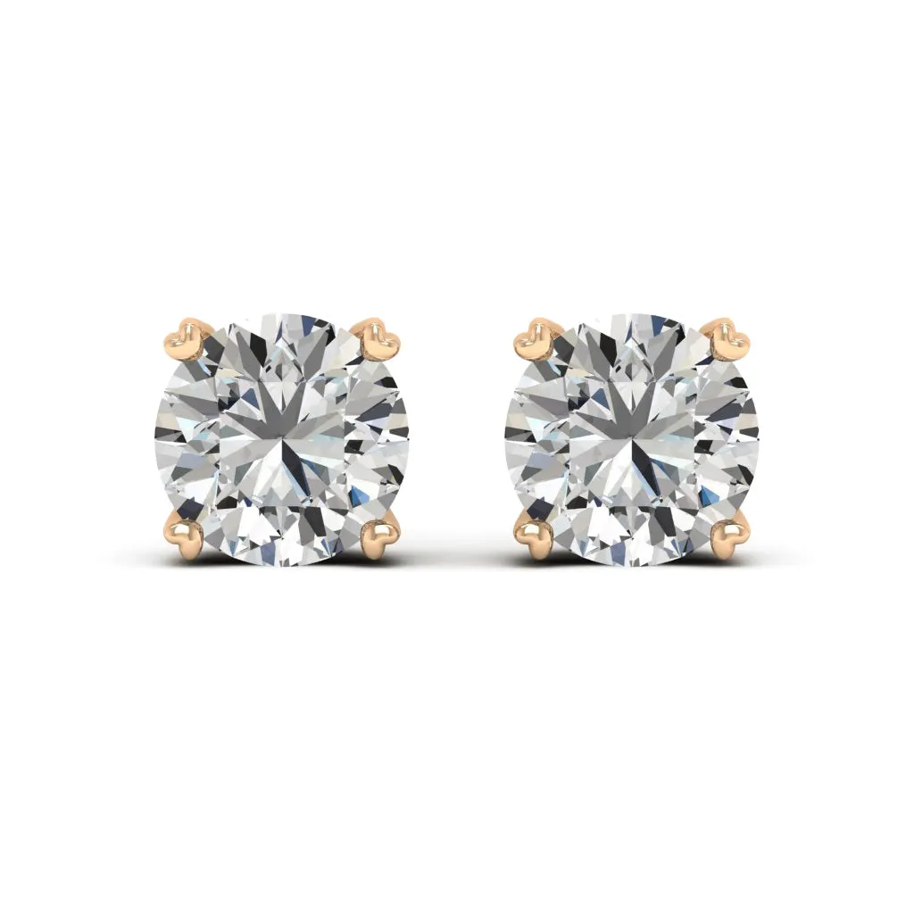 1.00 d.e.w cts 5mm Round Lyra Moissanite Stud Earrings