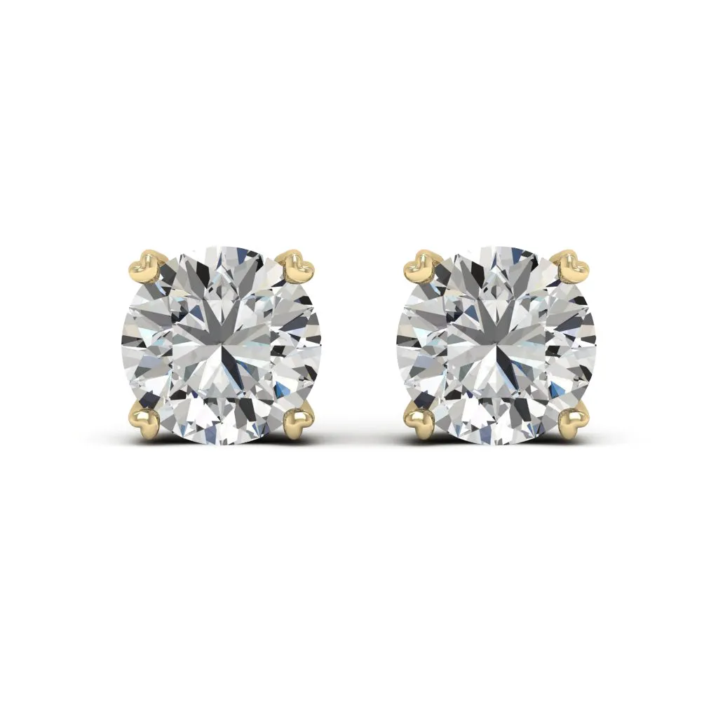 1.00 d.e.w cts 5mm Round Lyra Moissanite Stud Earrings