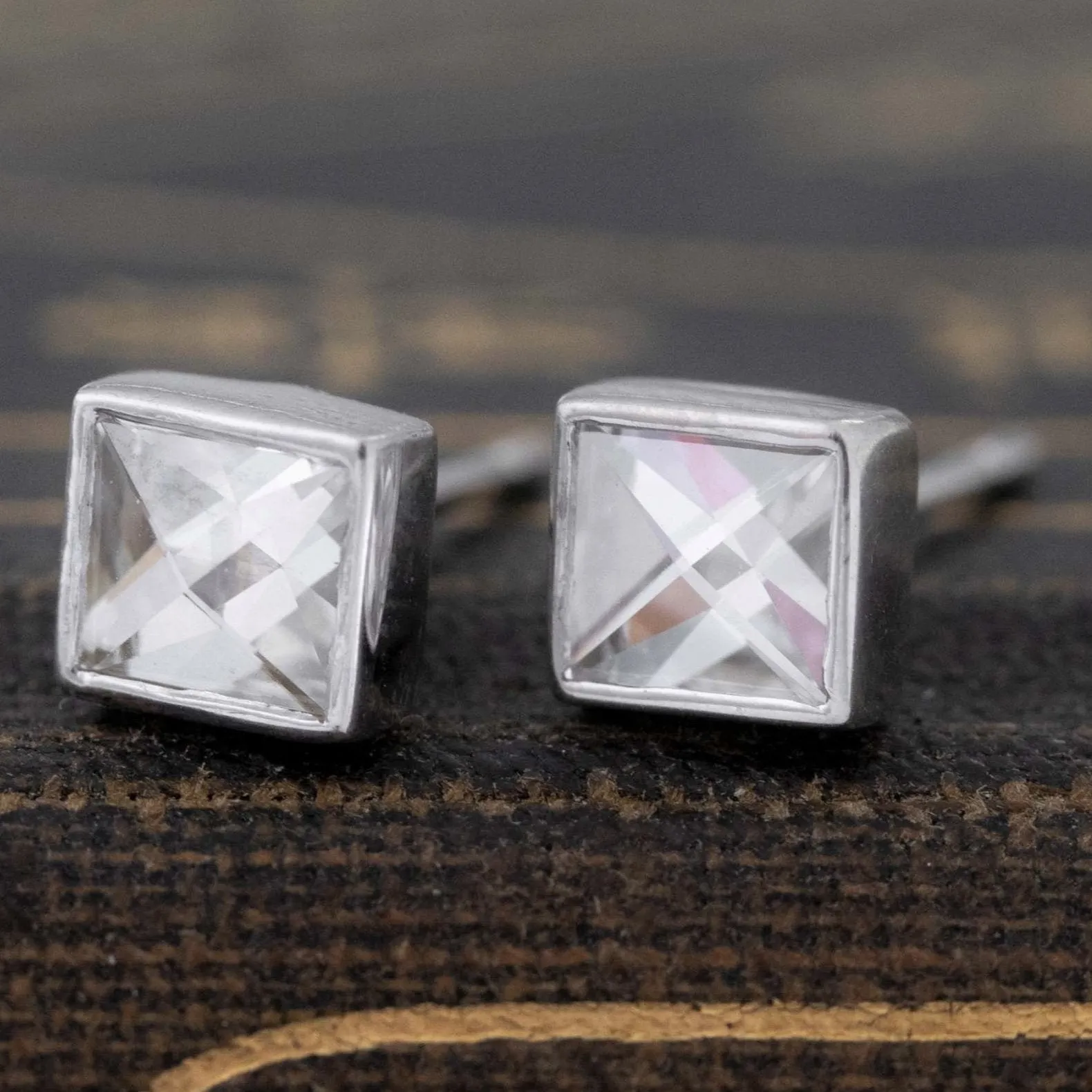 1.00ctw Point Cut Diamond Bezel Earrings