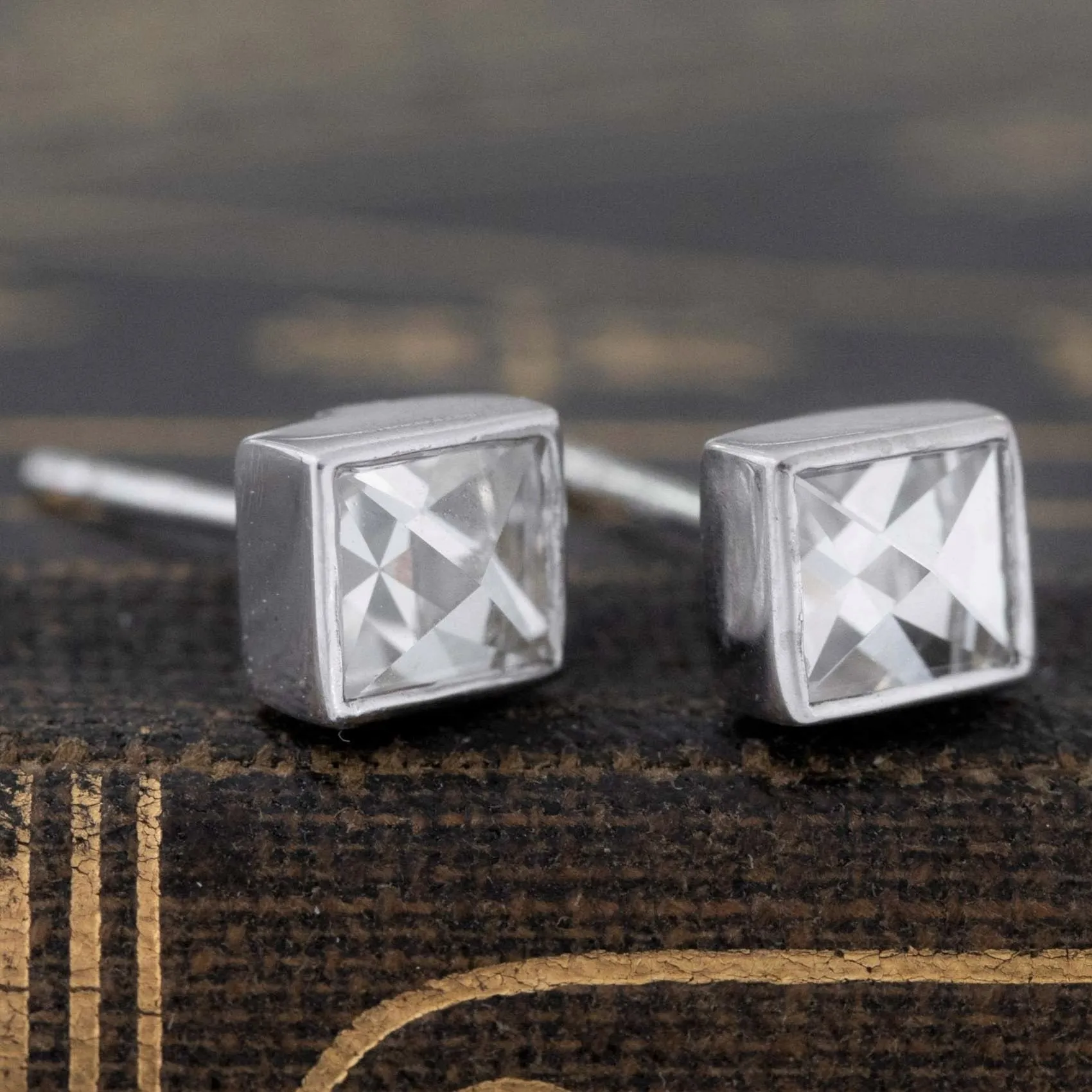 1.00ctw Point Cut Diamond Bezel Earrings