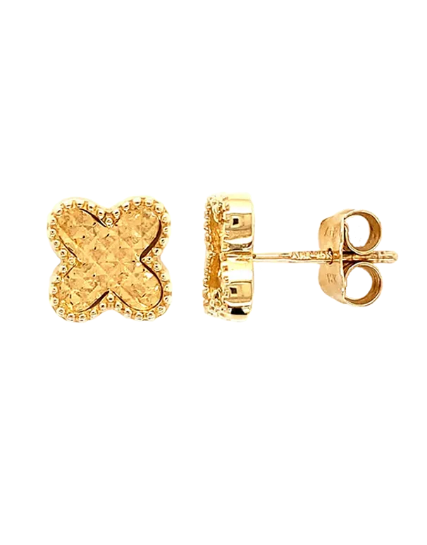 10ct Yellow Gold diamond Cut Flower Stud Earrings- 784018