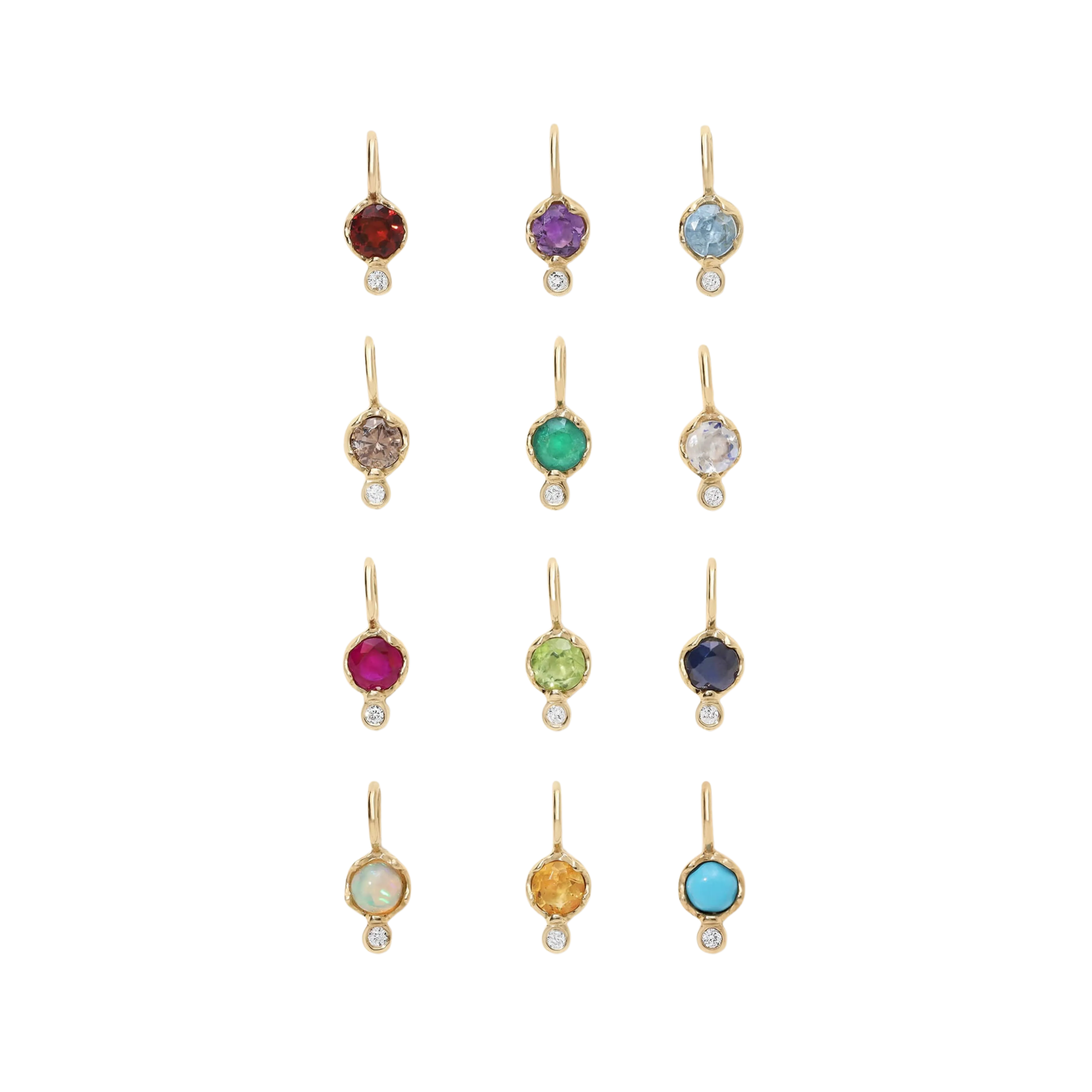 10K Gold Birthstone Charm with Diamond Drop