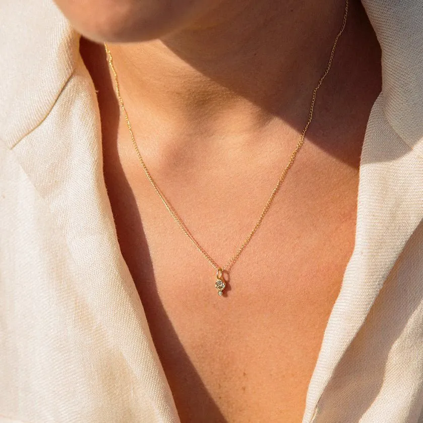 10K Gold Birthstone Charm with Diamond Drop