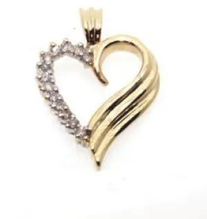 10K Gold Diamond Heart Pendant