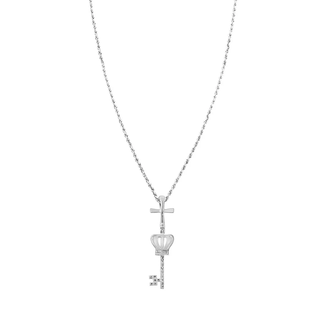 10k Gold Diamond King Key Pendant 0.16 Ctw