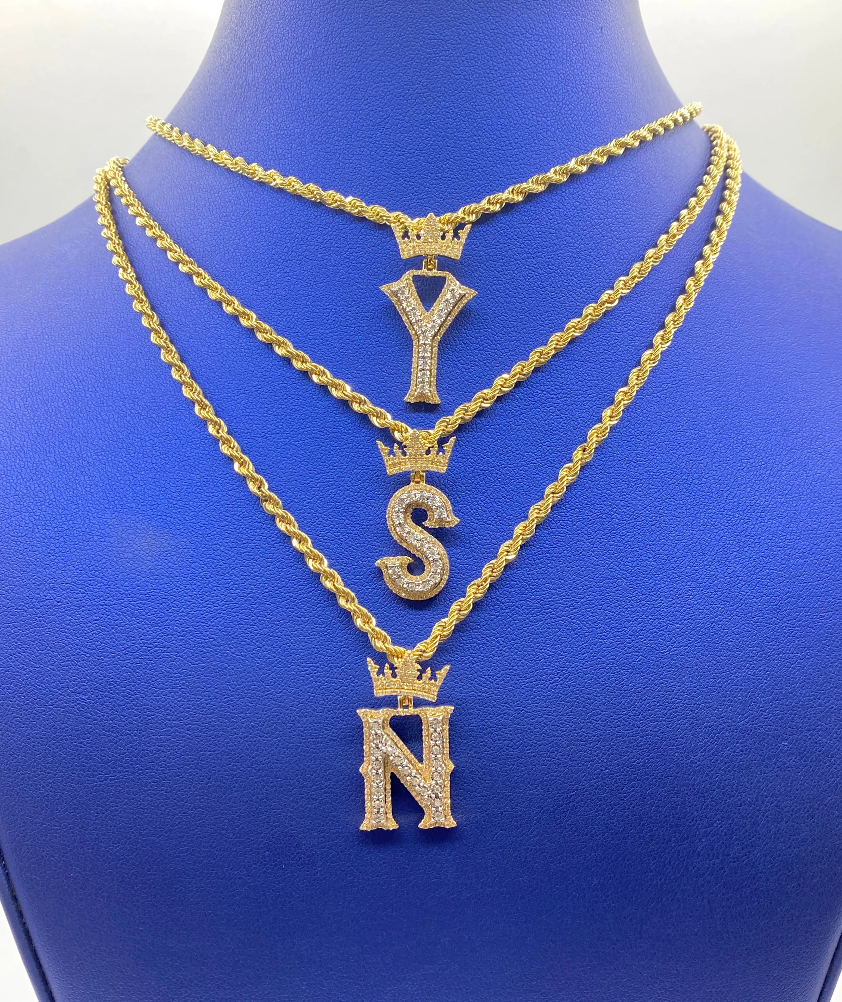 10K Popular Crown Initial Pendant
