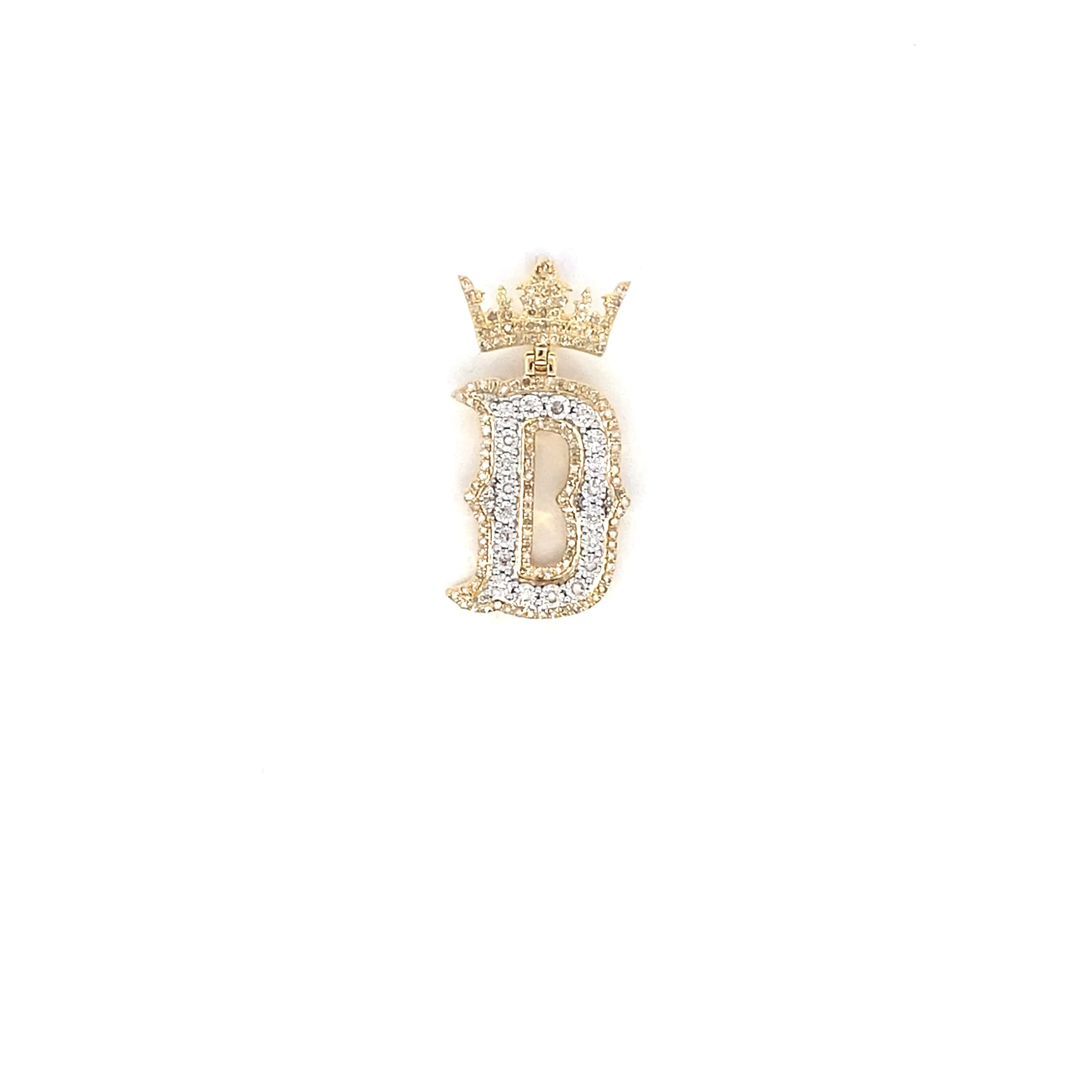 10K Popular Crown Initial Pendant