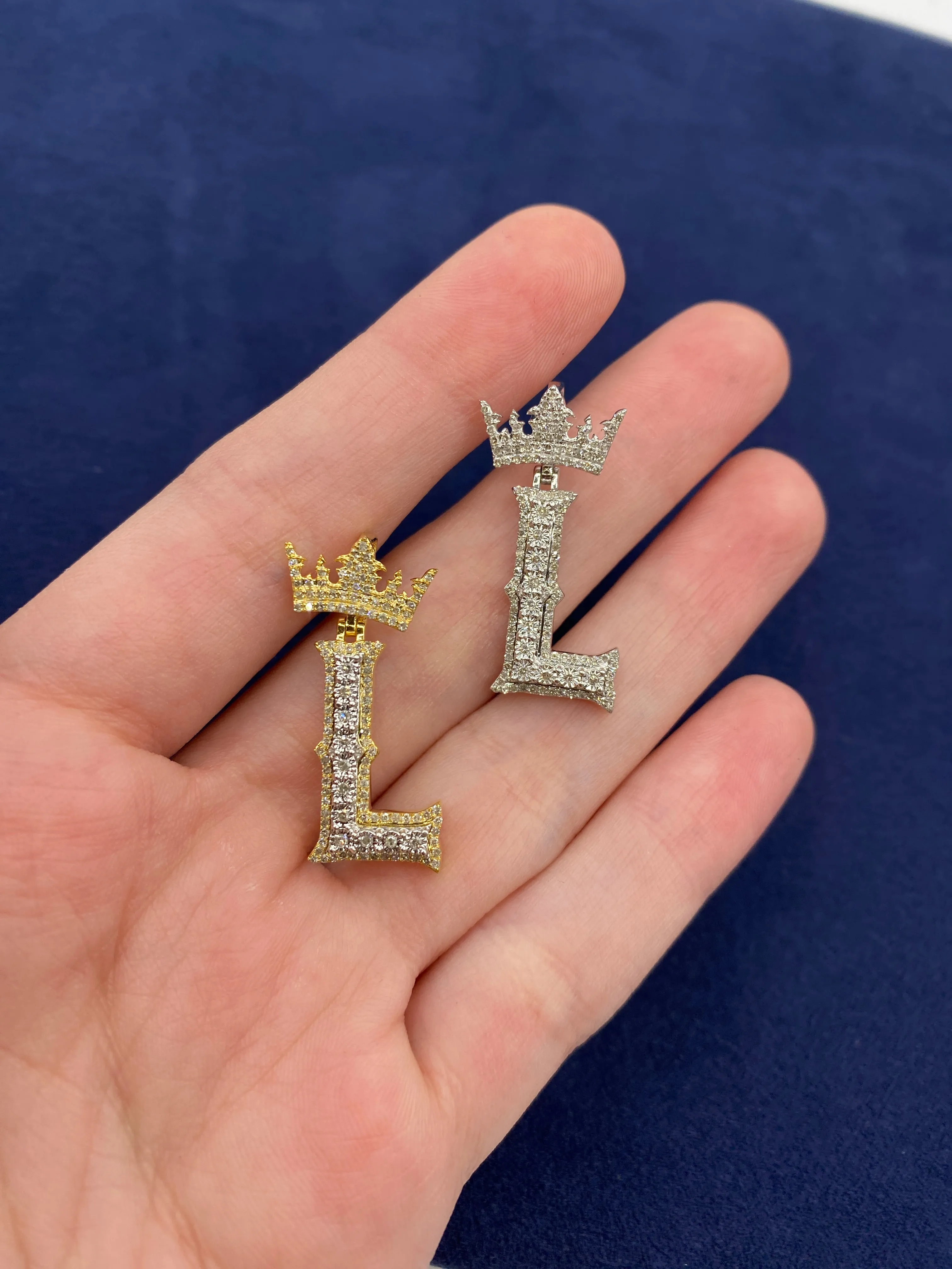 10K Popular Crown Initial Pendant