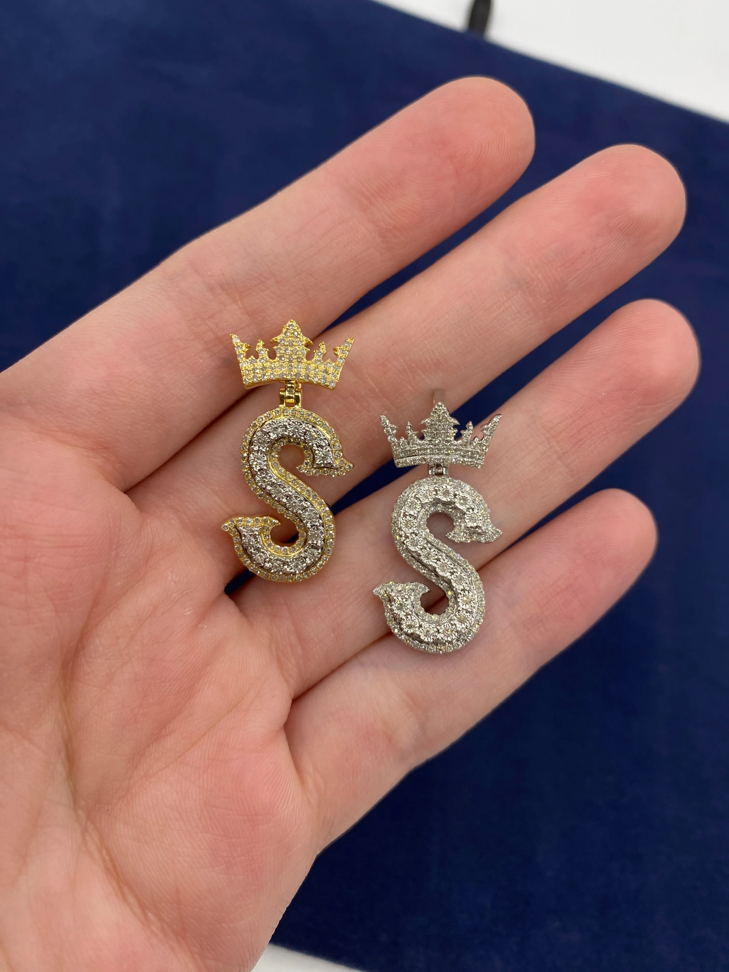 10K Popular Crown Initial Pendant