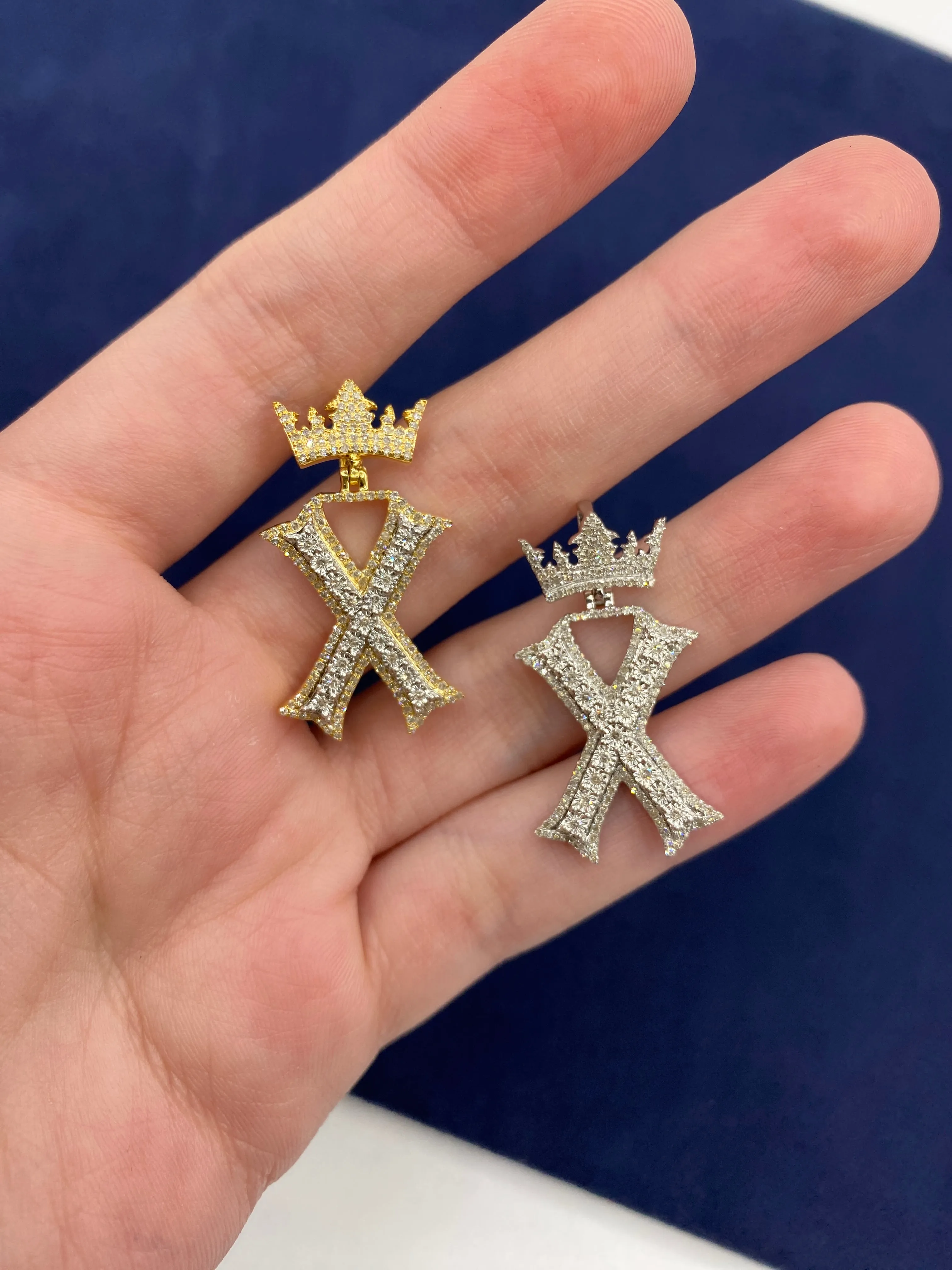 10K Popular Crown Initial Pendant