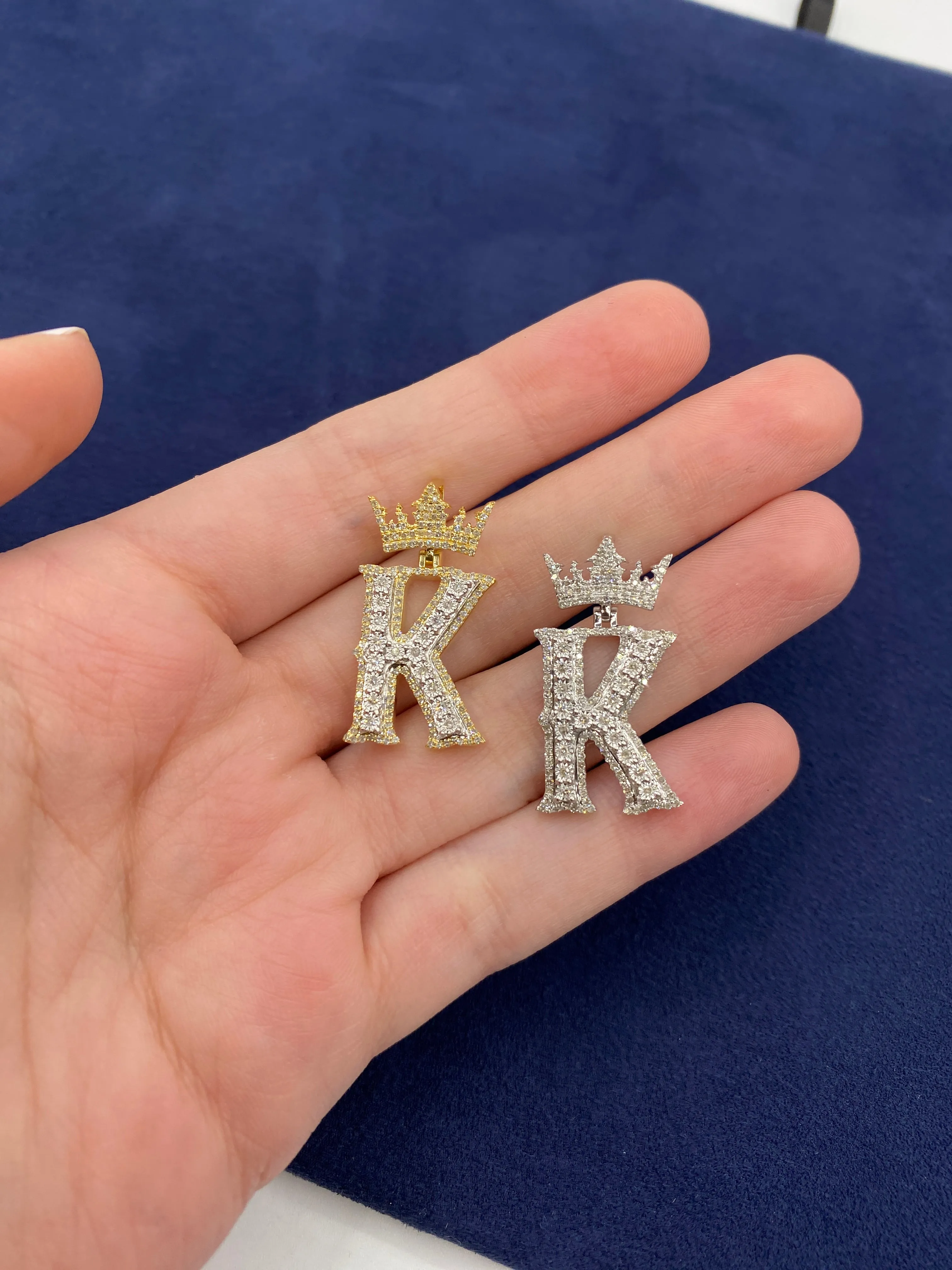 10K Popular Crown Initial Pendant