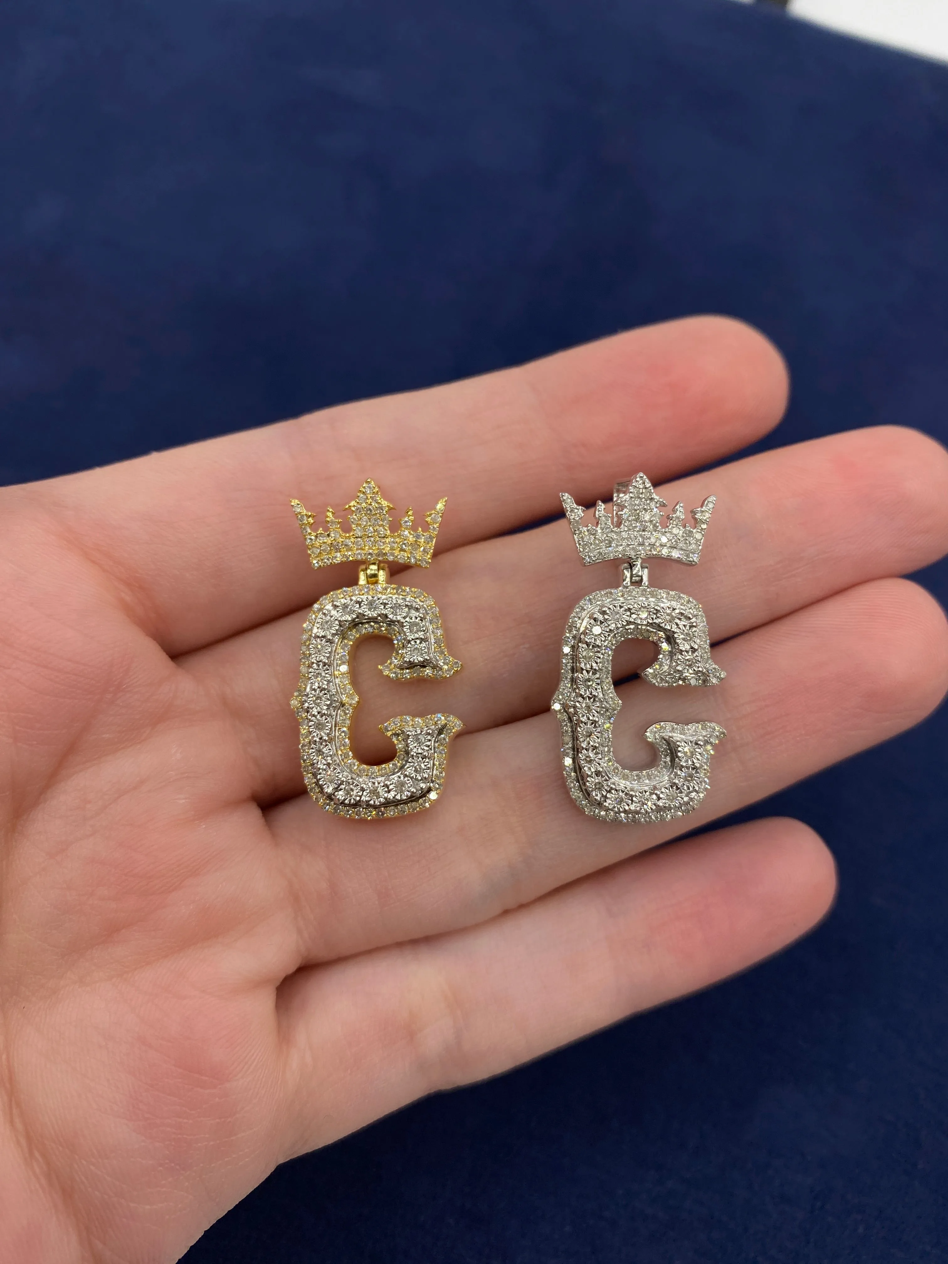 10K Popular Crown Initial Pendant