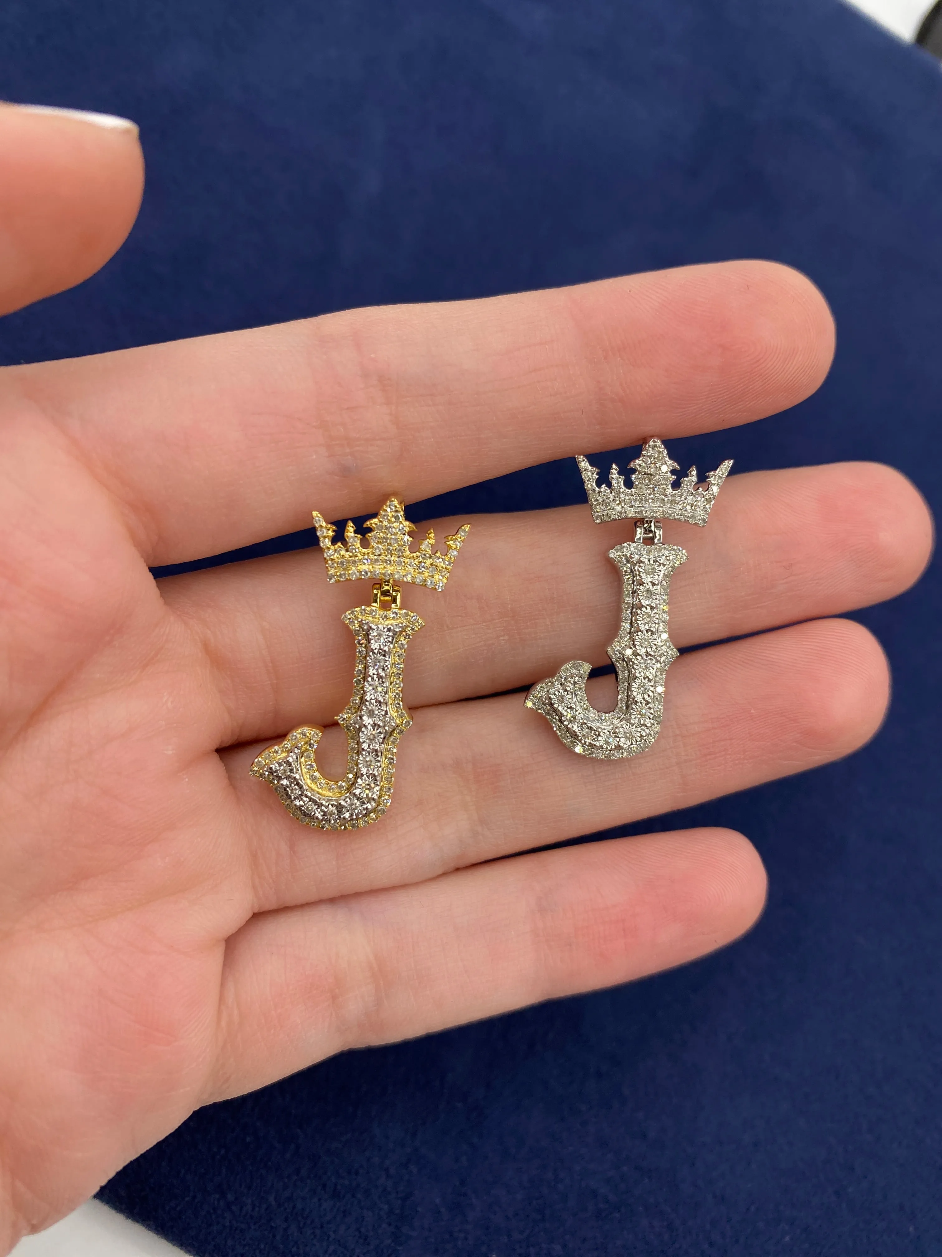 10K Popular Crown Initial Pendant