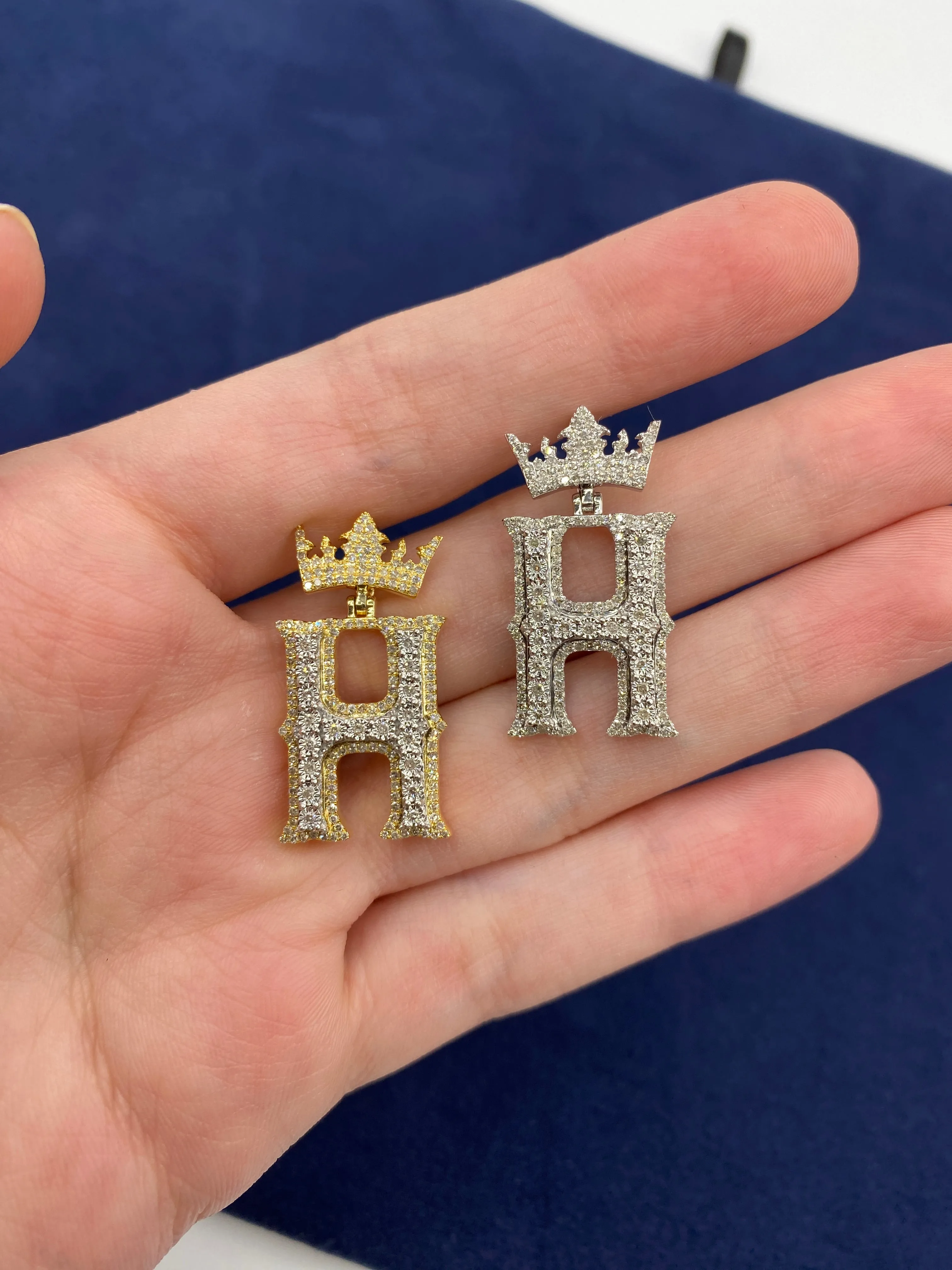 10K Popular Crown Initial Pendant