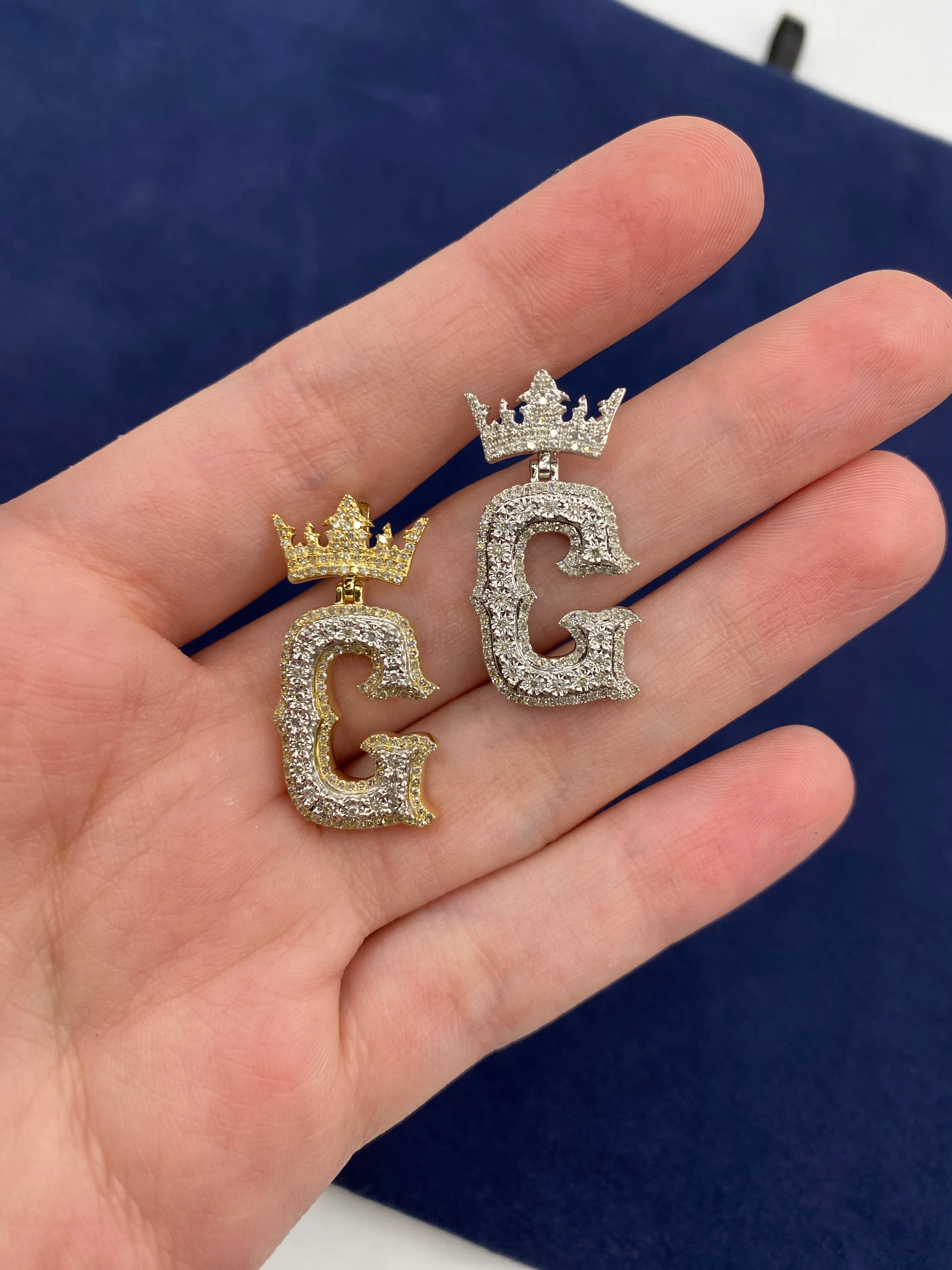 10K Popular Crown Initial Pendant