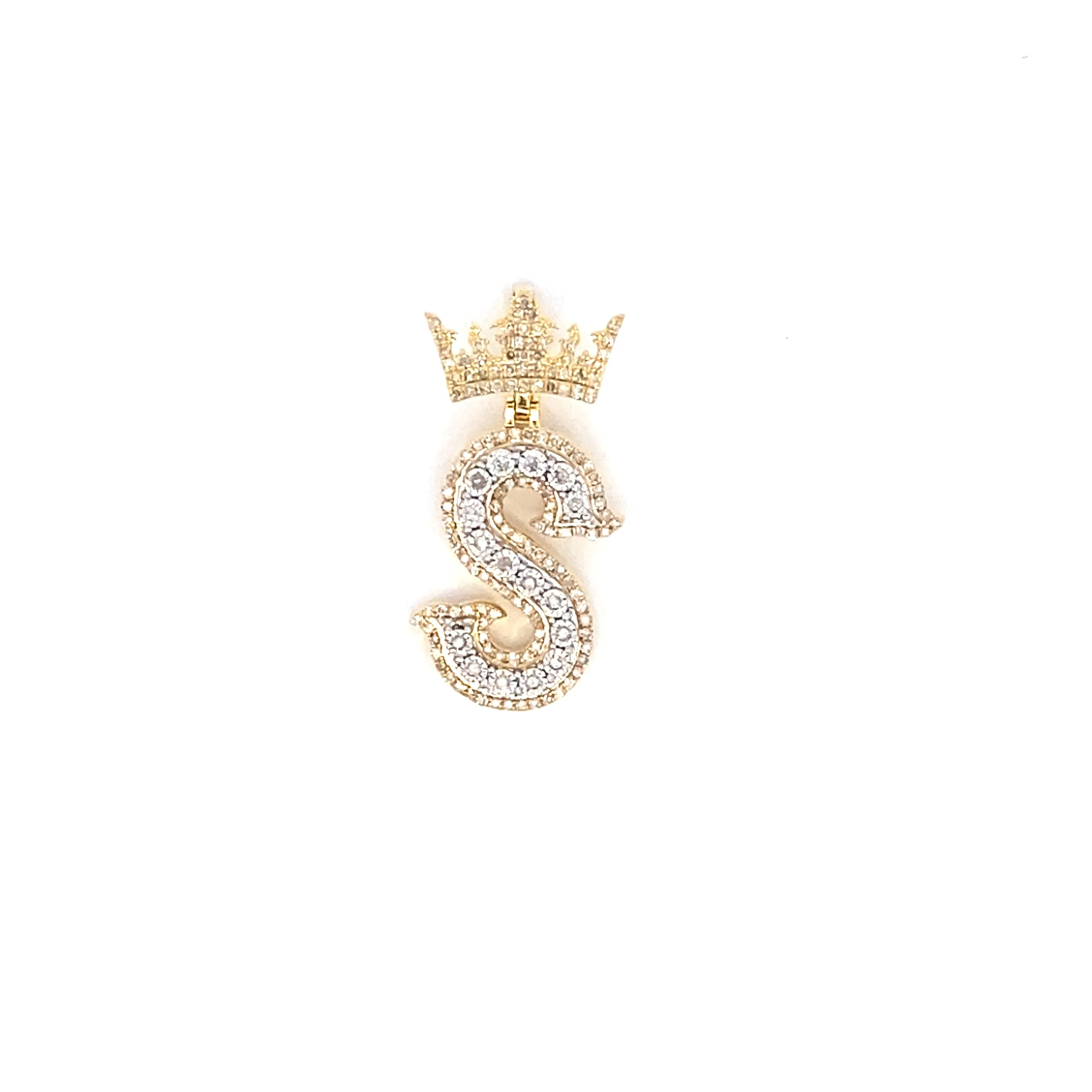 10K Popular Crown Initial Pendant