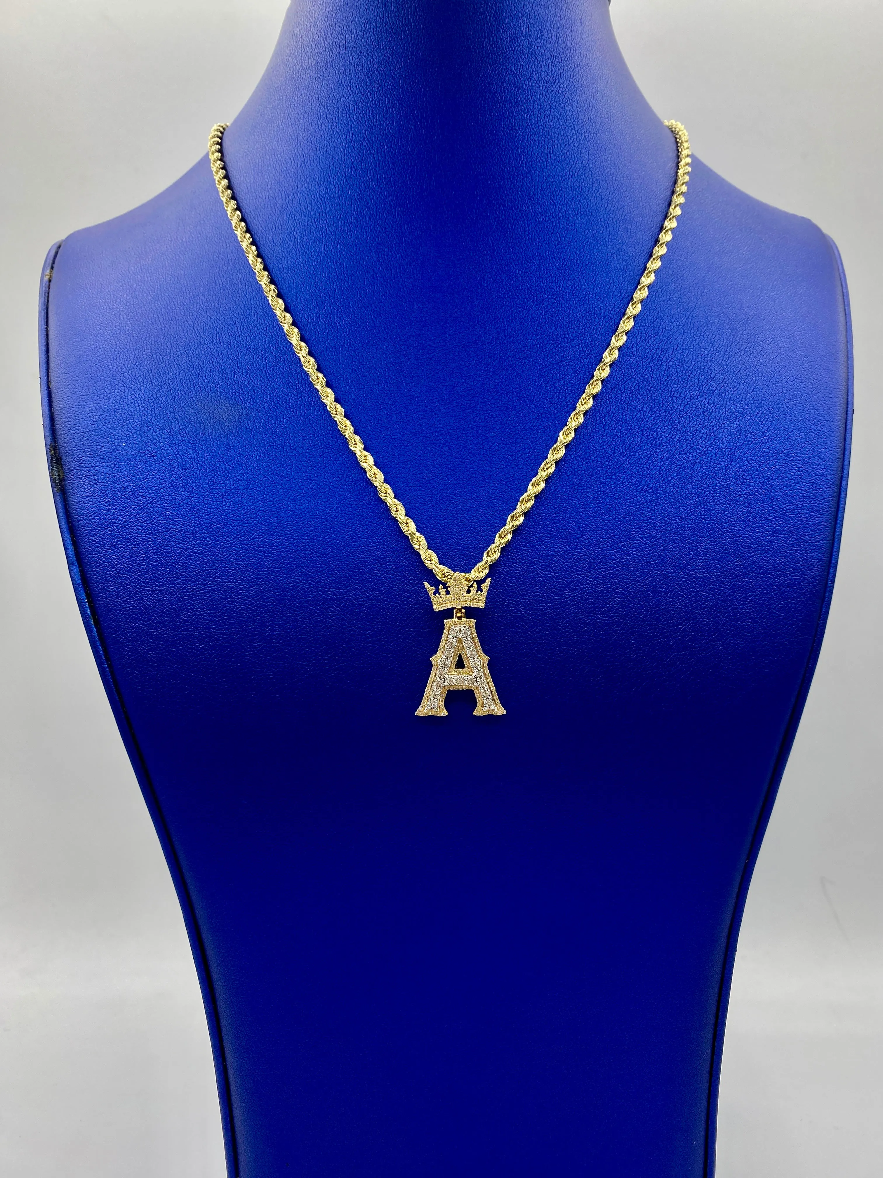 10K Popular Crown Initial Pendant