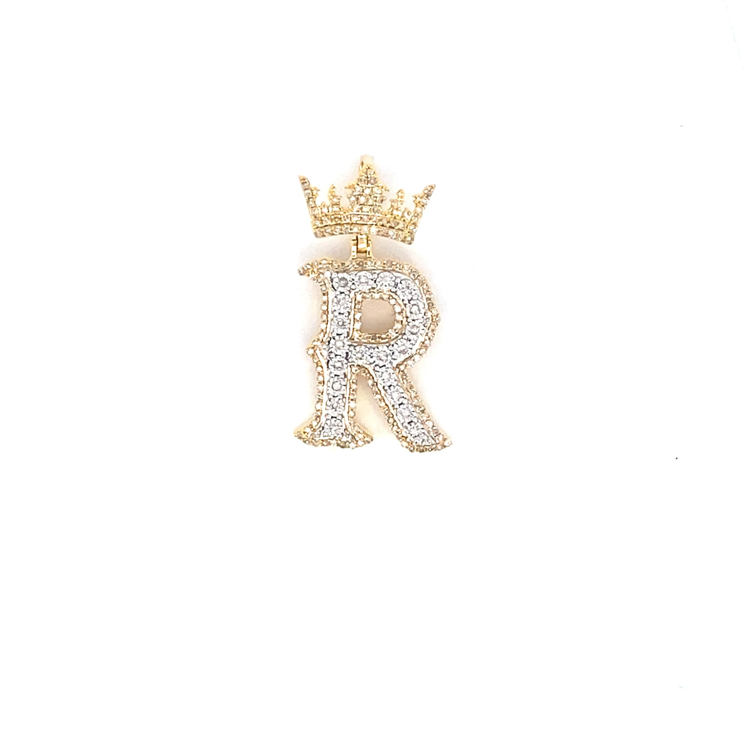 10K Popular Crown Initial Pendant