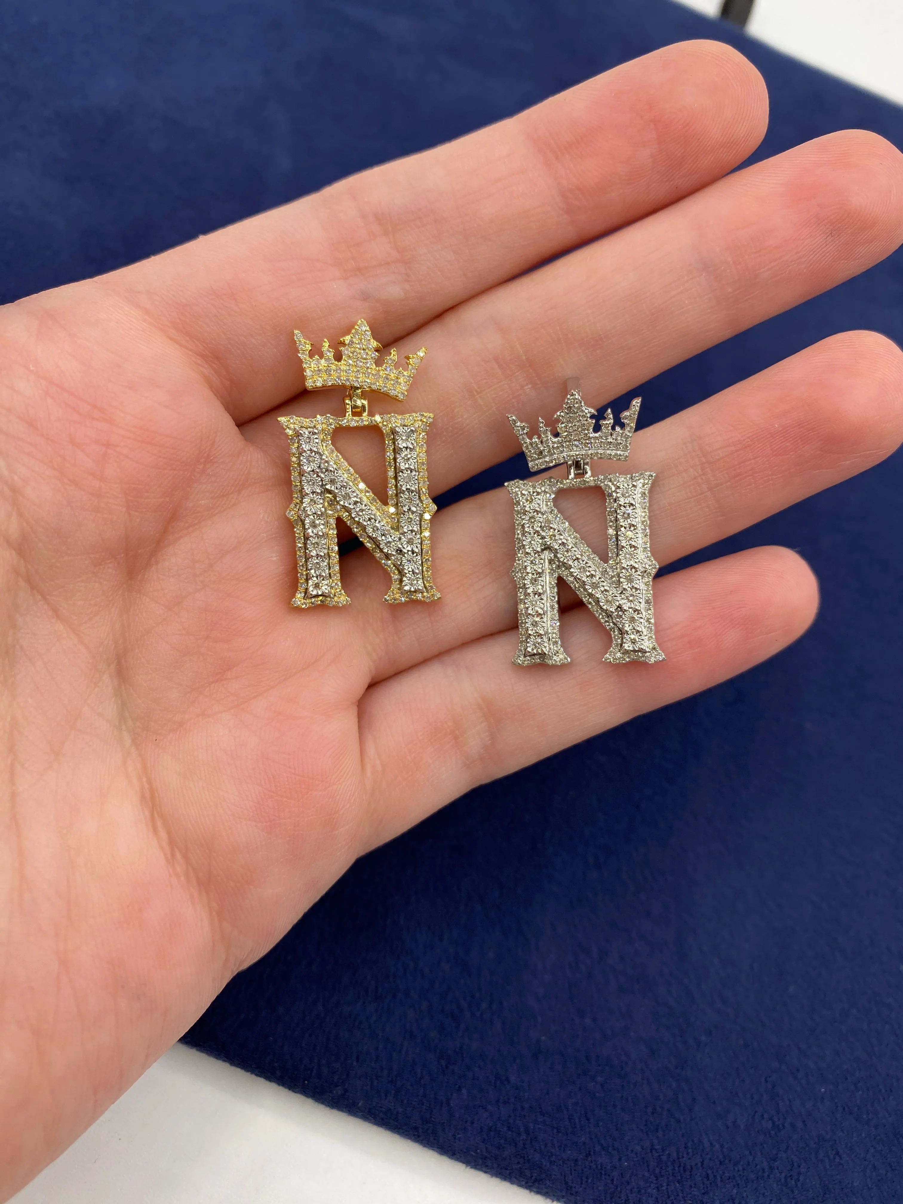 10K Popular Crown Initial Pendant