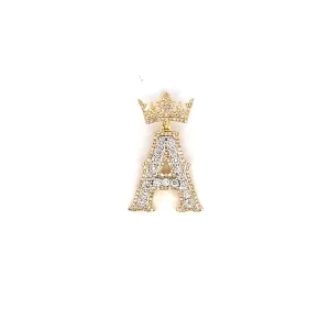 10K Popular Crown Initial Pendant