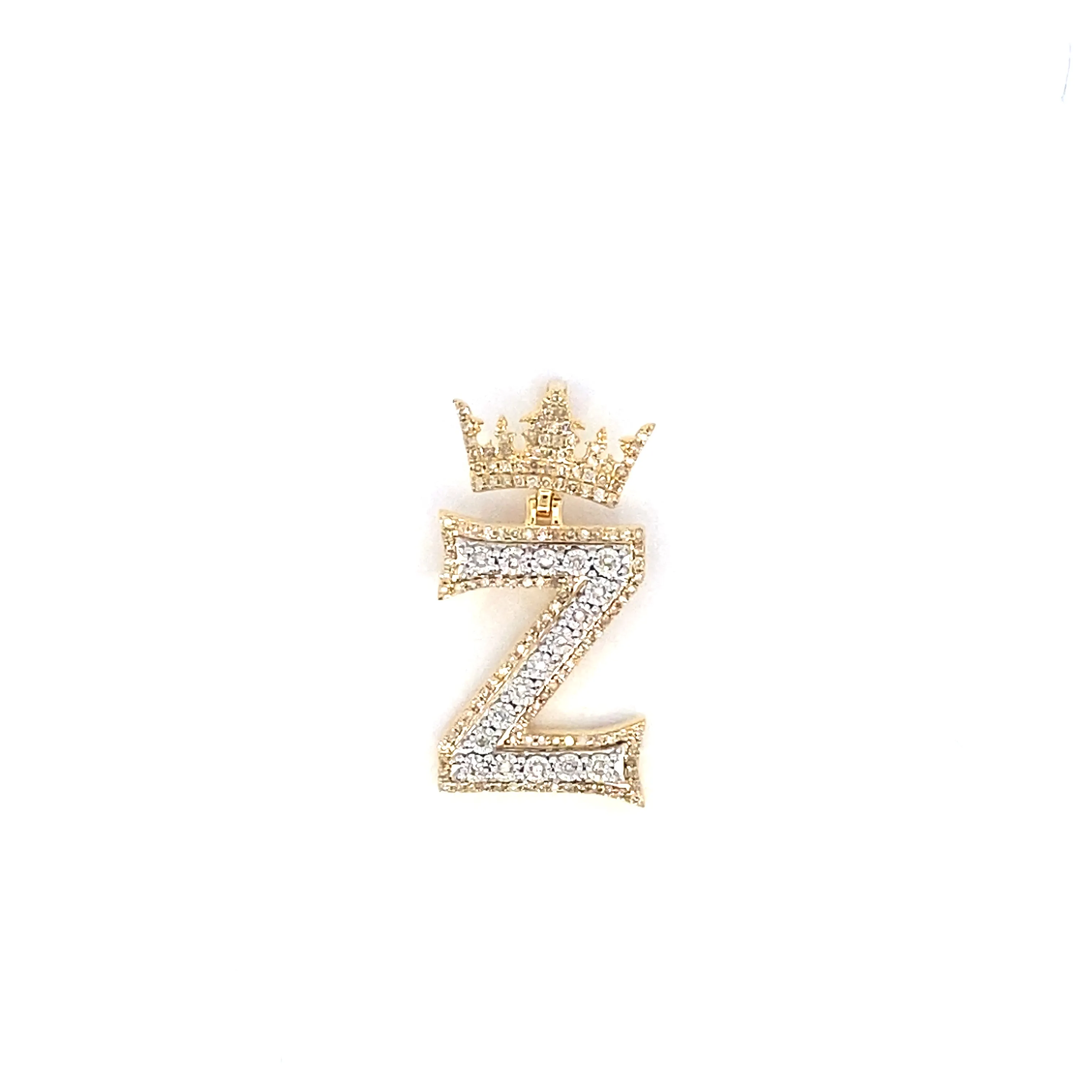 10K Popular Crown Initial Pendant